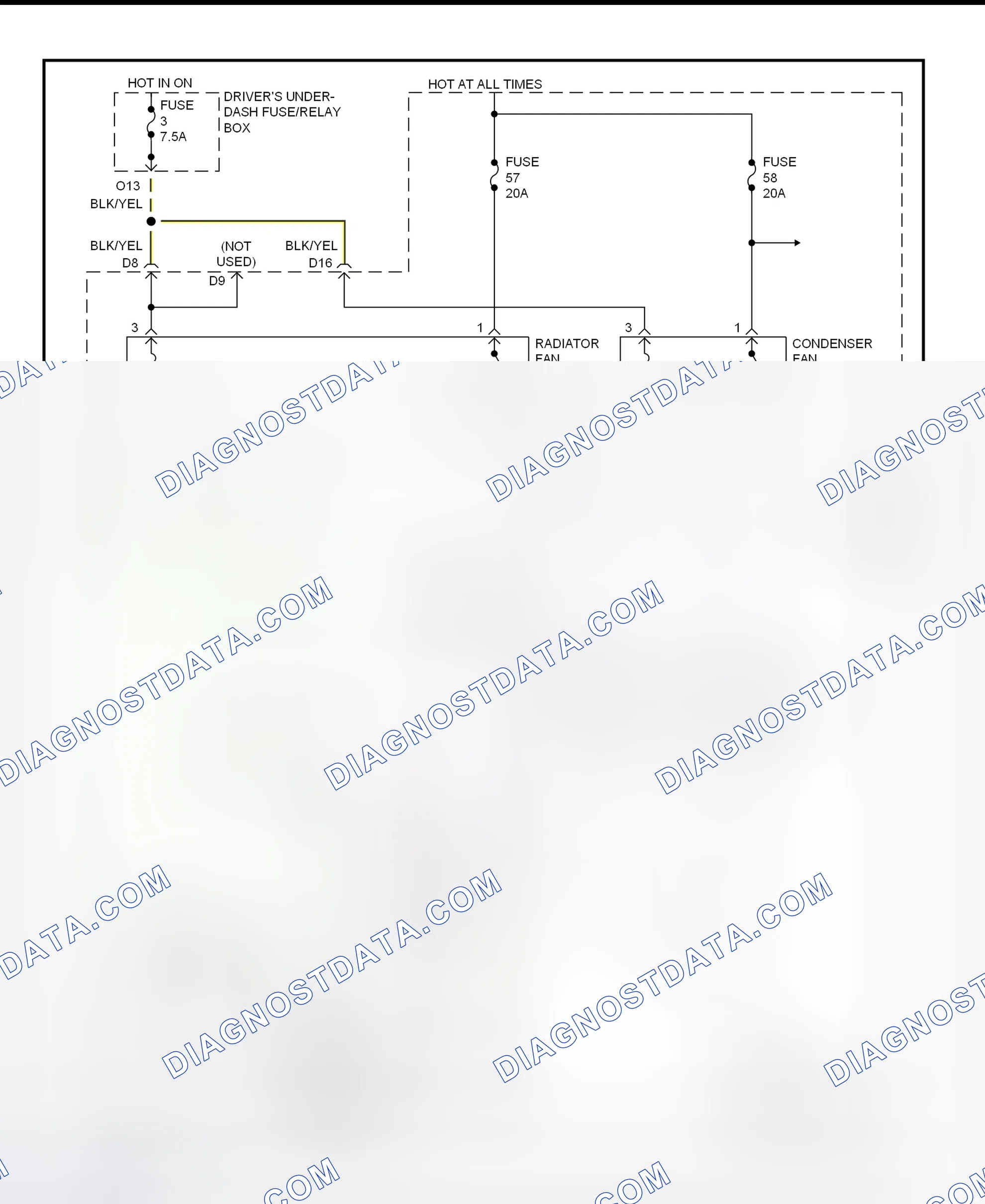 Scheme 12: Electric Cooling Fan System Wiring Diagram (1998 Accord 2.3L)