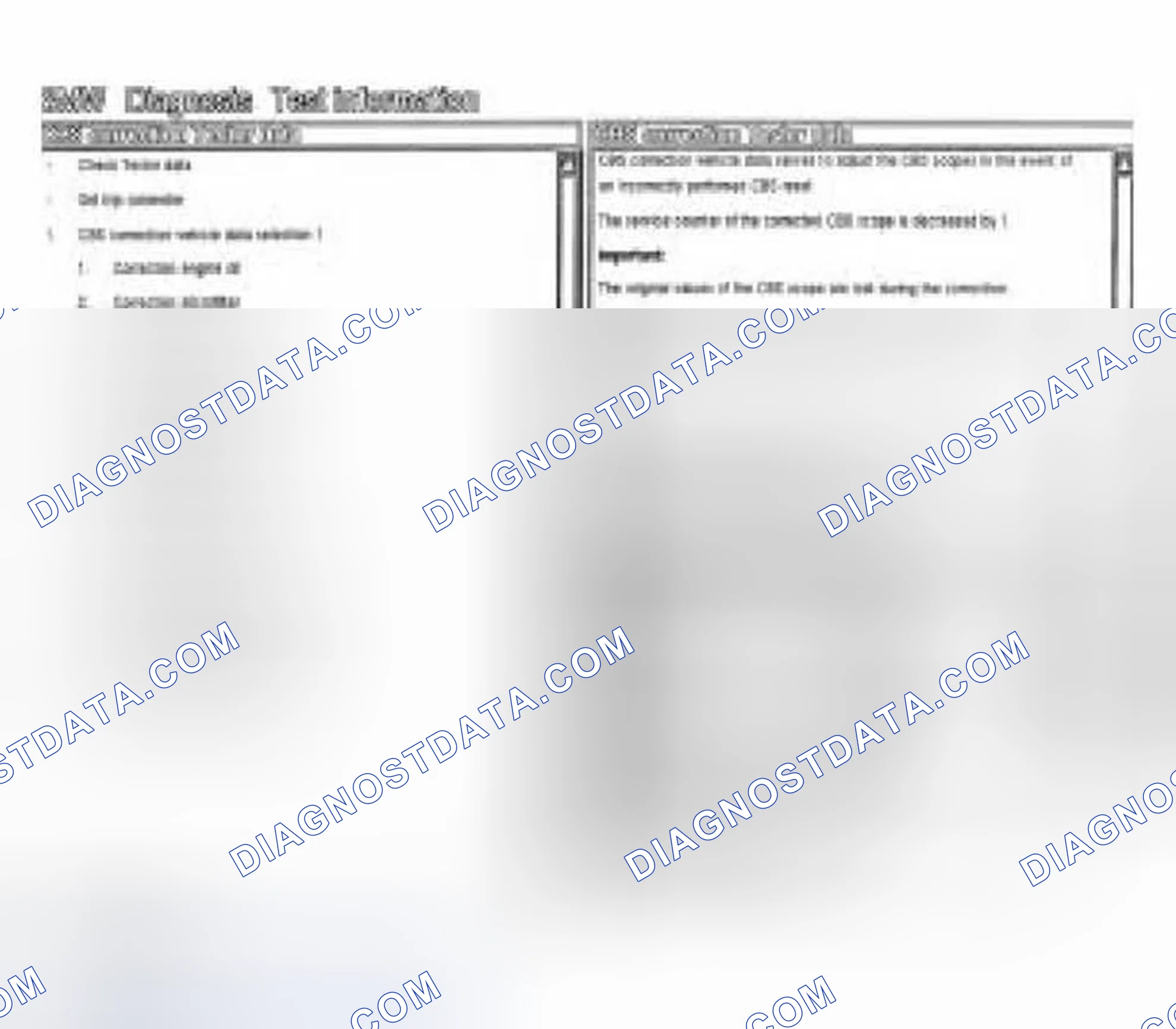 Scheme 43: CBS Correction Vehicle Data