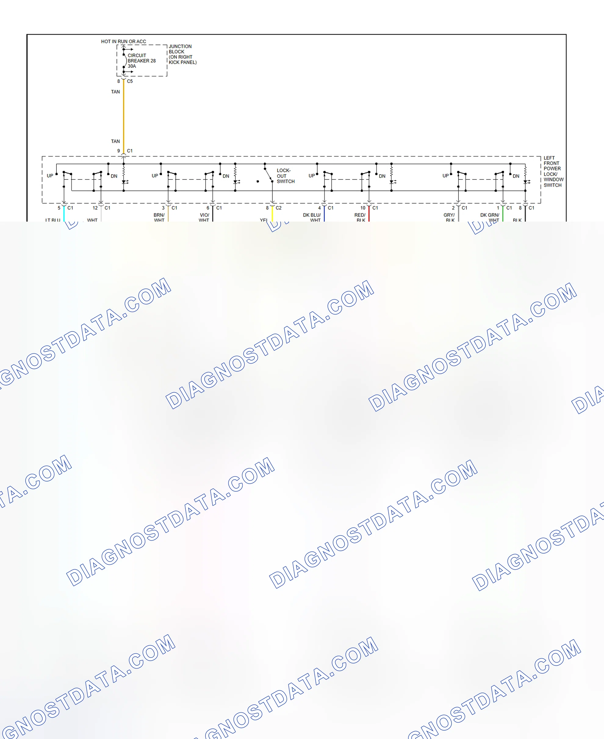 Scheme 4: Power Window System Wiring Diagram (Cherokee)