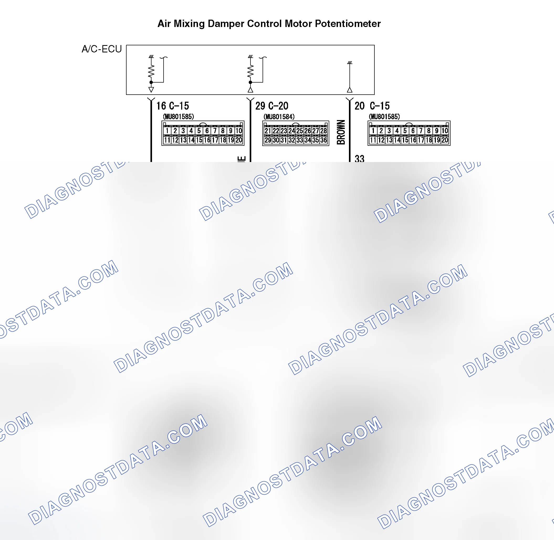 Scheme 80: DTC B1041: AIR MIXING DAMPER CONTROL MOTOR AND POTENTIOMETER (POTENTIOMETER SYSTEM SHORTED TO ITS PO
