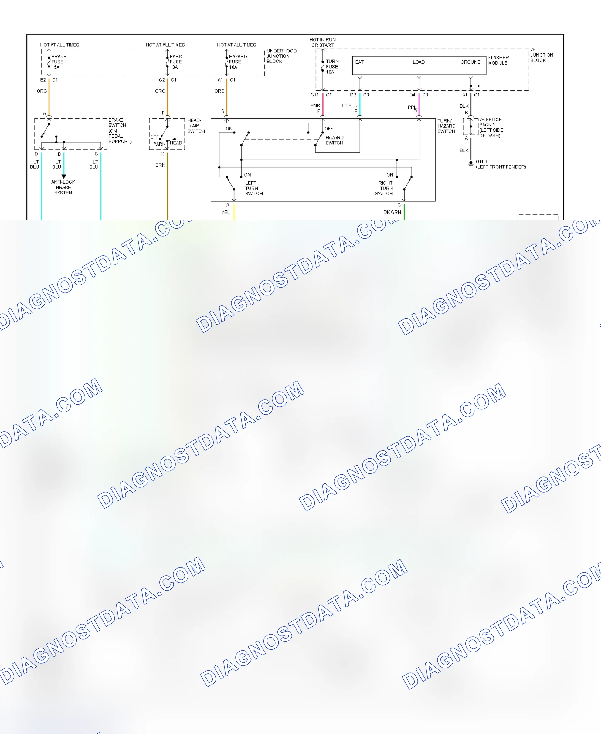 Scheme 40: Exterior Lights Wiring Diagram (Saturn Sedan)
