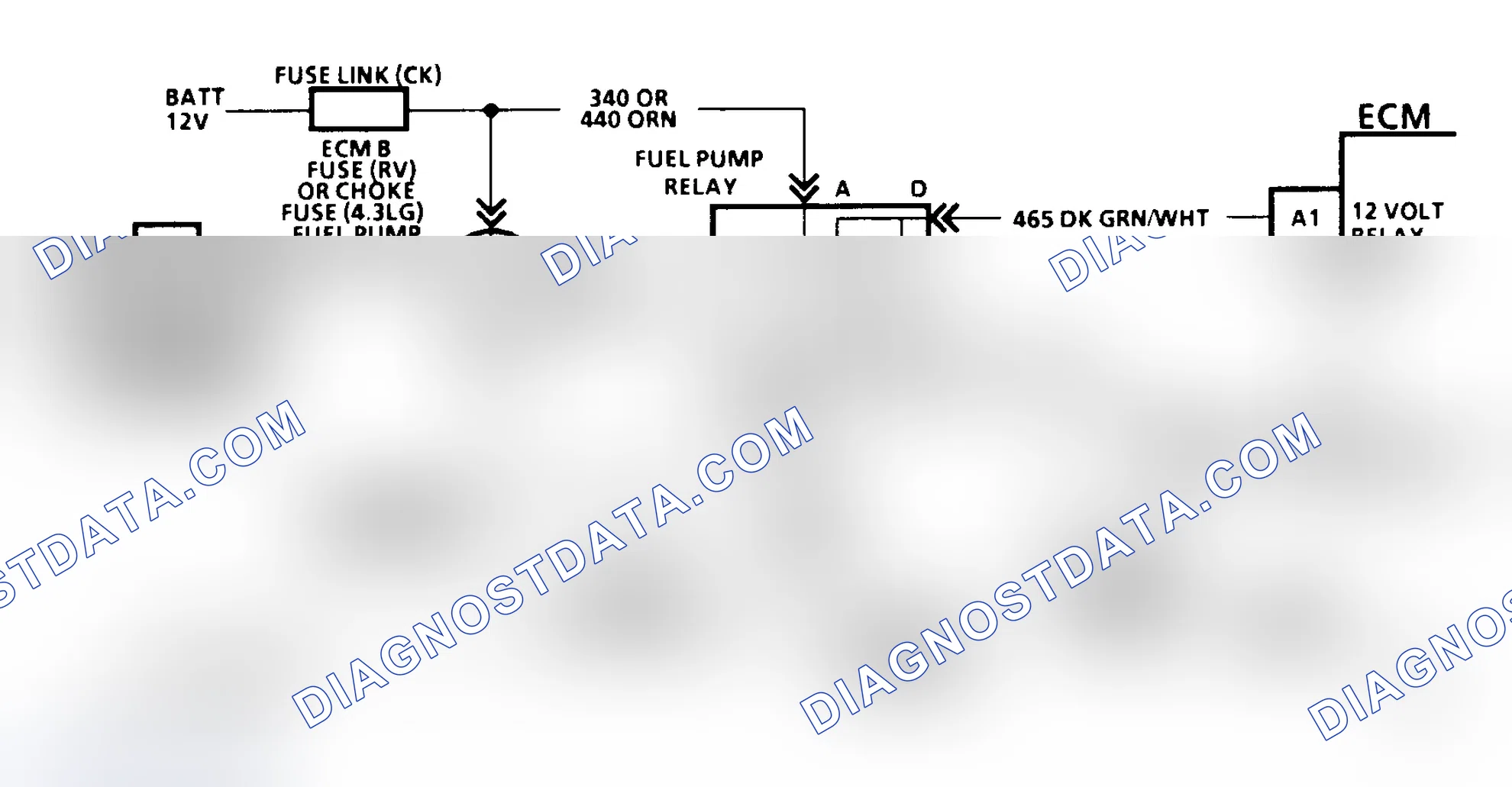 Scheme 163: Code 54 Schematic (C, K, R, V, G, & P Series W/O 4L80-E Trans) Fuel Pump Circuit