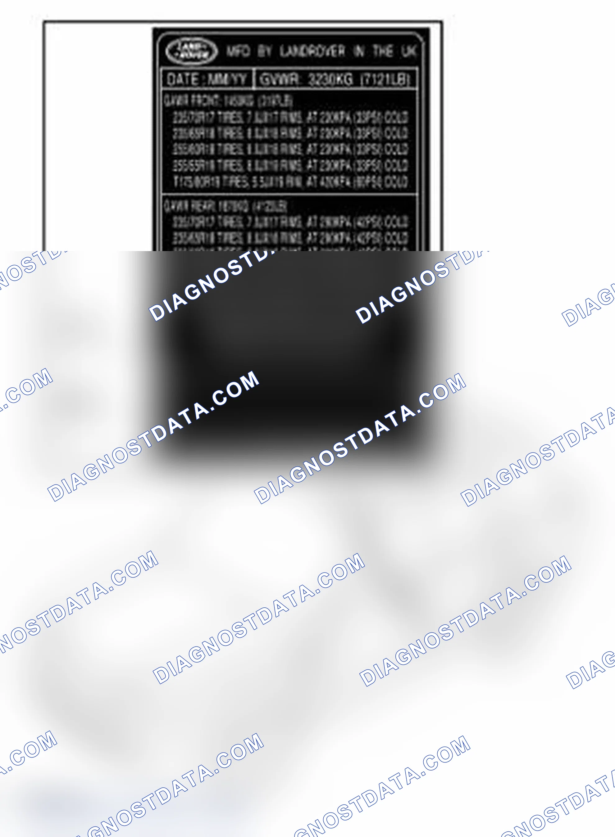 Scheme 6: VIN/CERTIFICATION/TIRE DATA LABEL - NAS ONLY