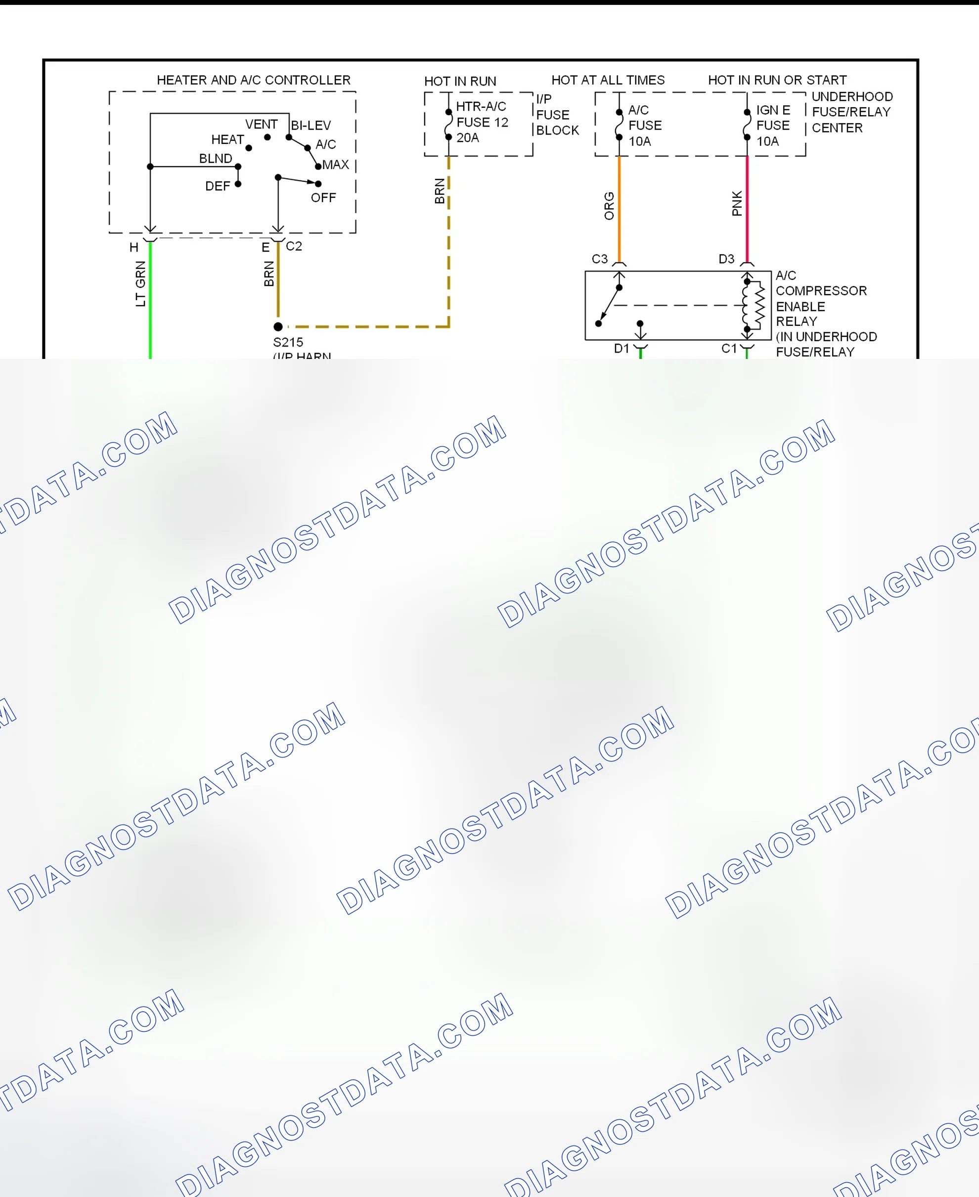 Scheme 17: A/C Compressor Clutch Control Circuit Wiring Diagram ("G" 2500/3500, Express & Savana - Diesel Engine)