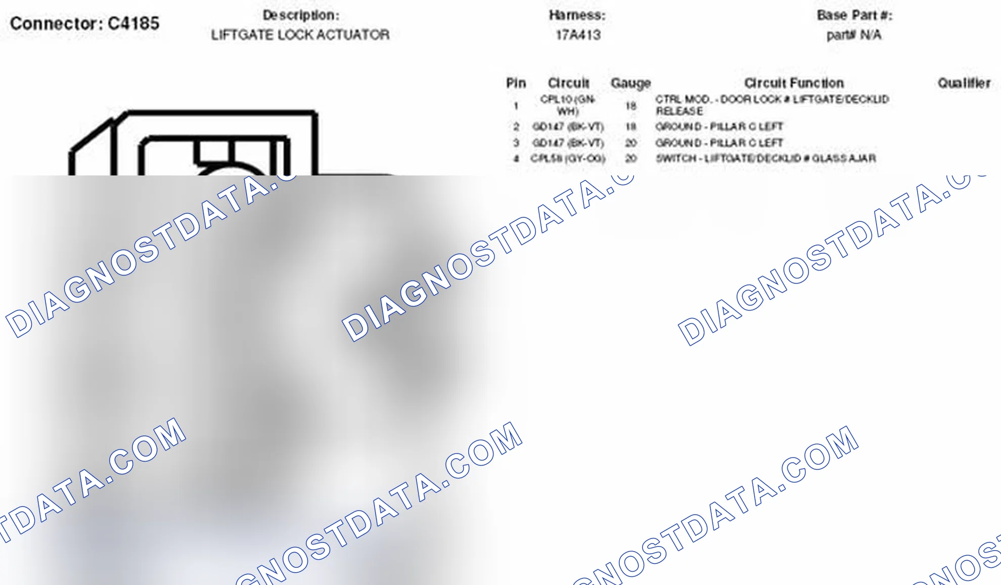 Scheme 316: Liftgate Lock Actuator Connector End View (C4185)
