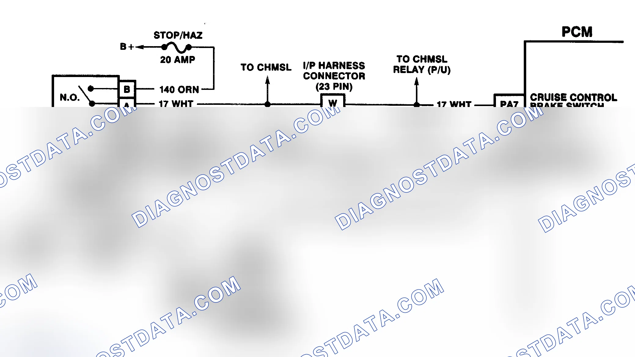 Scheme 154: DTC 41 Schematic (6.5L Diesel) Brake Switch Circuit Fault