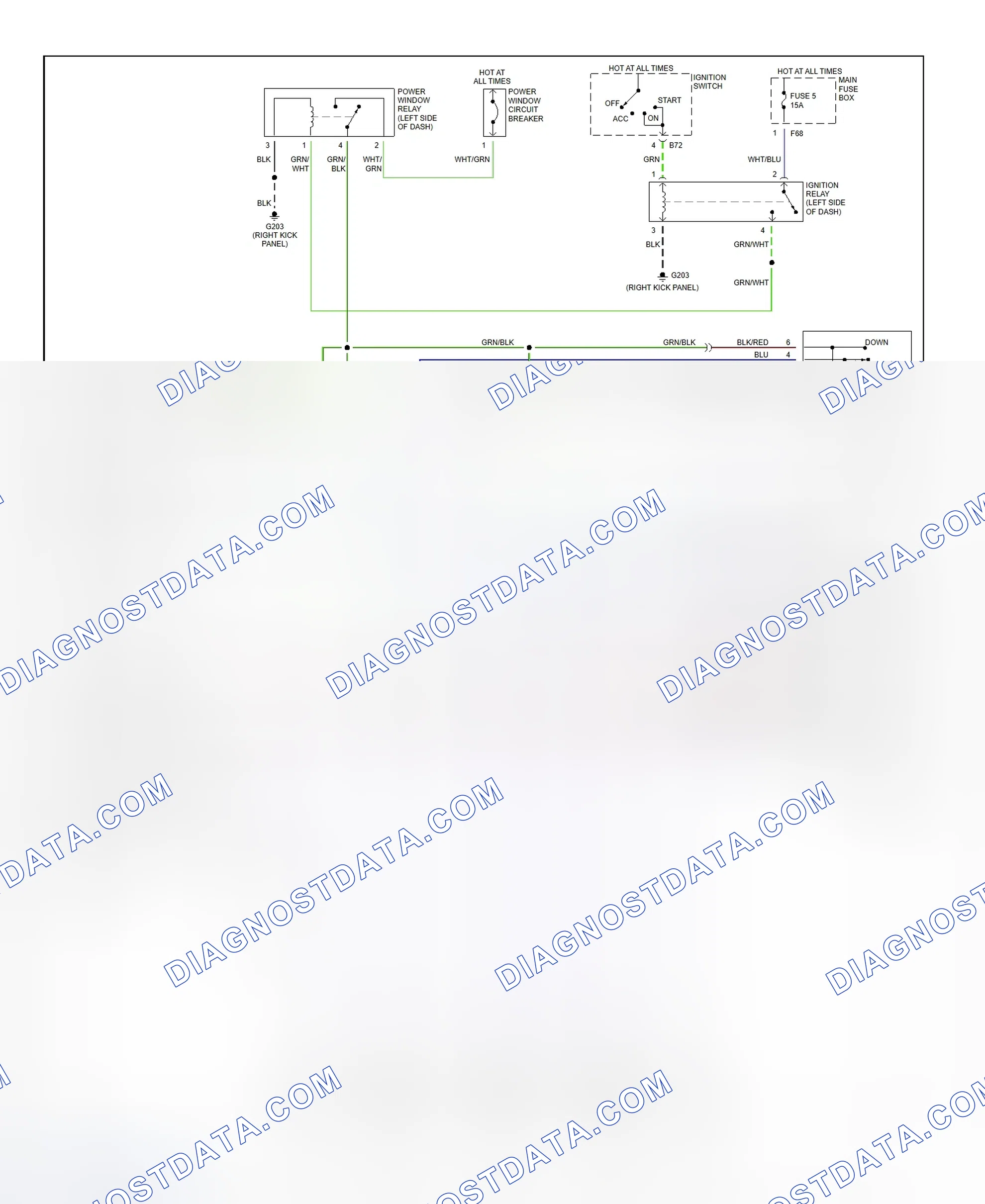 Scheme 6: Power Window System Wiring Diagram (Forester)