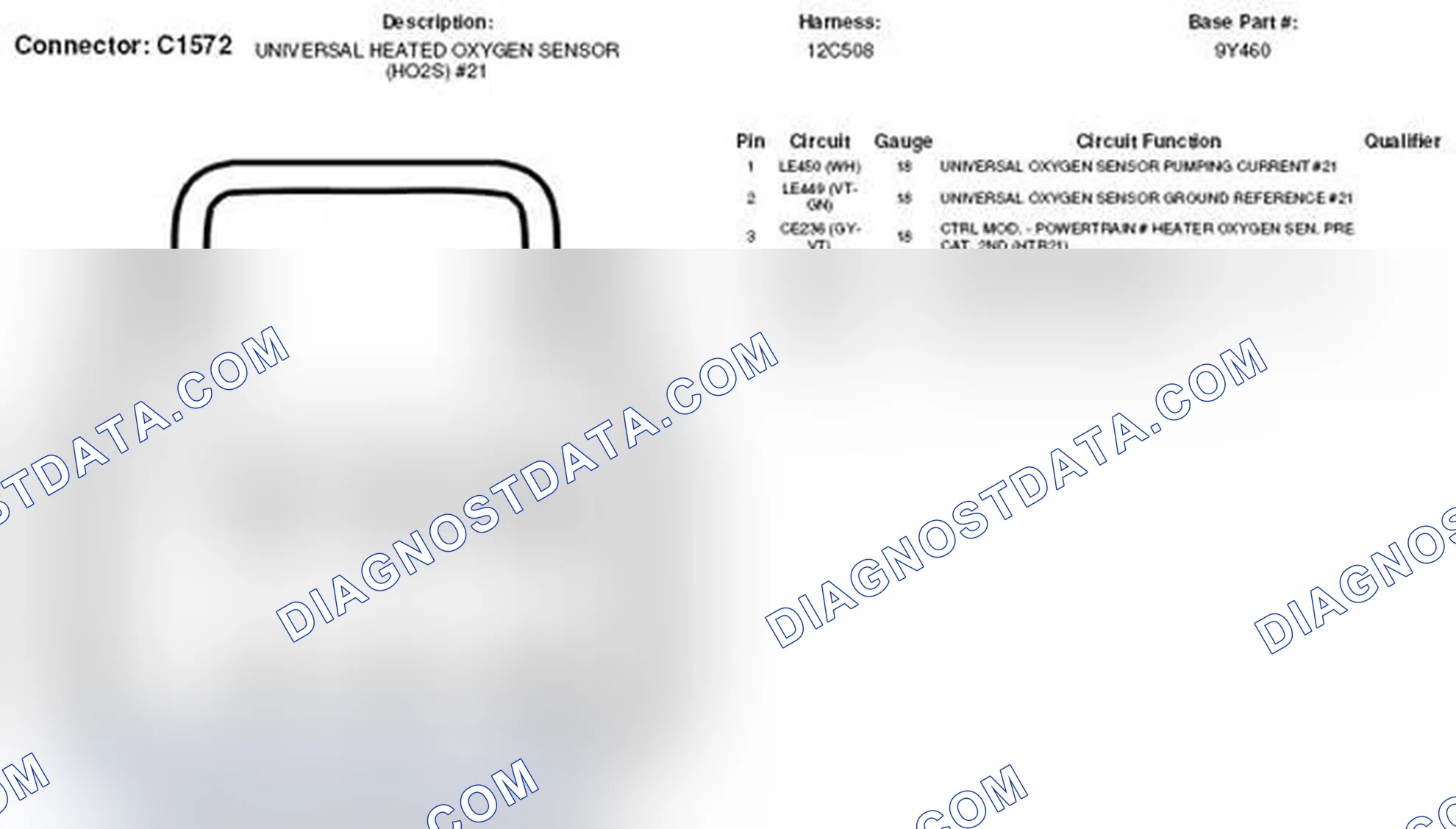 Scheme 223: Universal Heated Oxygen Sensor 21 Connector End View (C1572)
