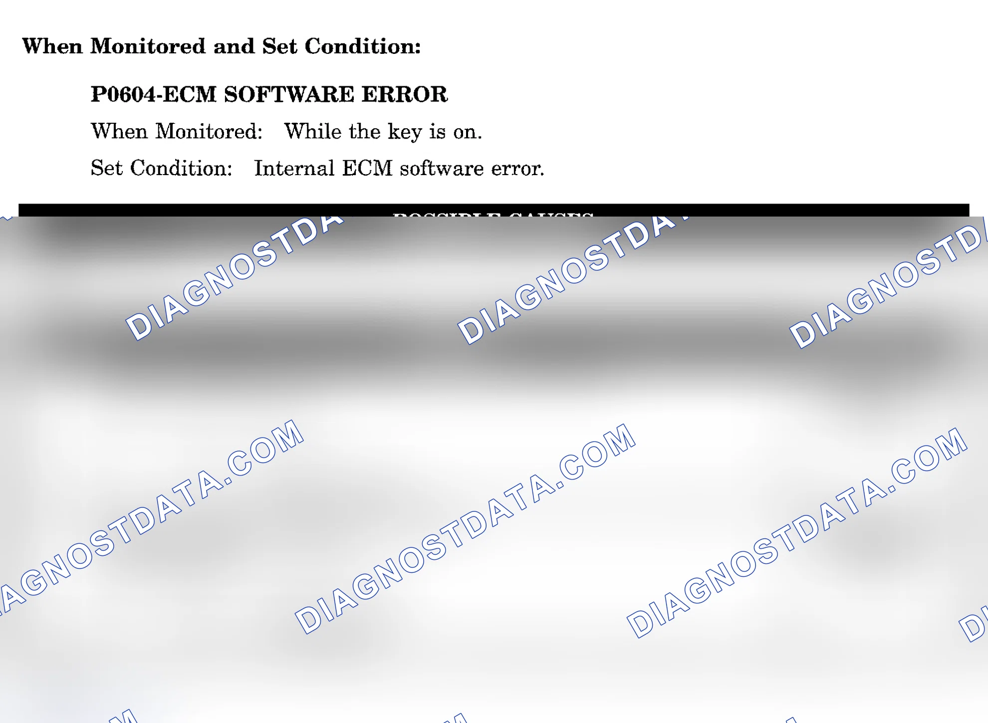 Scheme 930: DTC P0604: ECM SOFTWARE ERROR