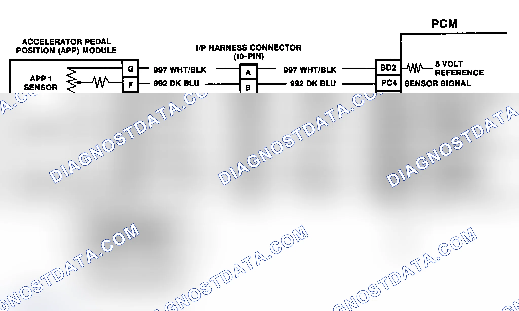 Scheme 130: DTC 21 Schematic (6.5L Diesel) APP No. 1 Circuit High (Models With PCM)