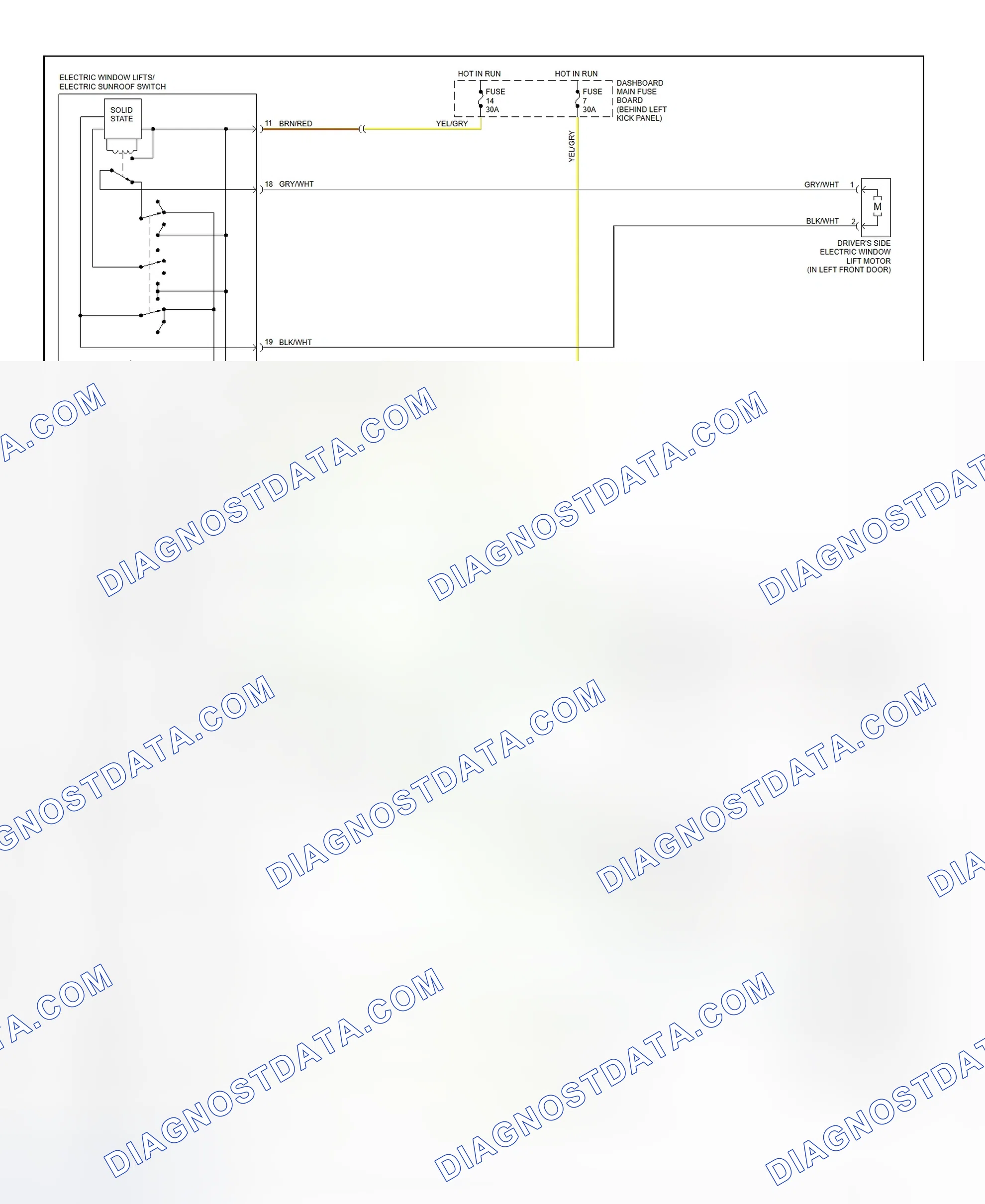 Scheme 6: Power Window System Wiring Diagram (1996 Except Convertible)