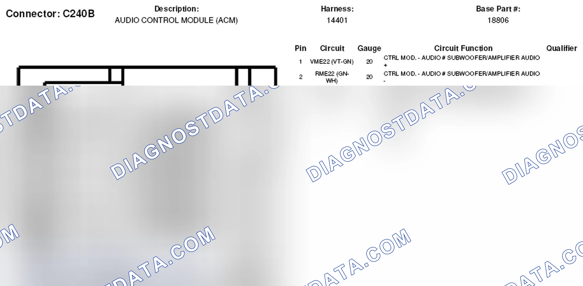 Scheme 74: Audio Control Module Connector End View (C240B)