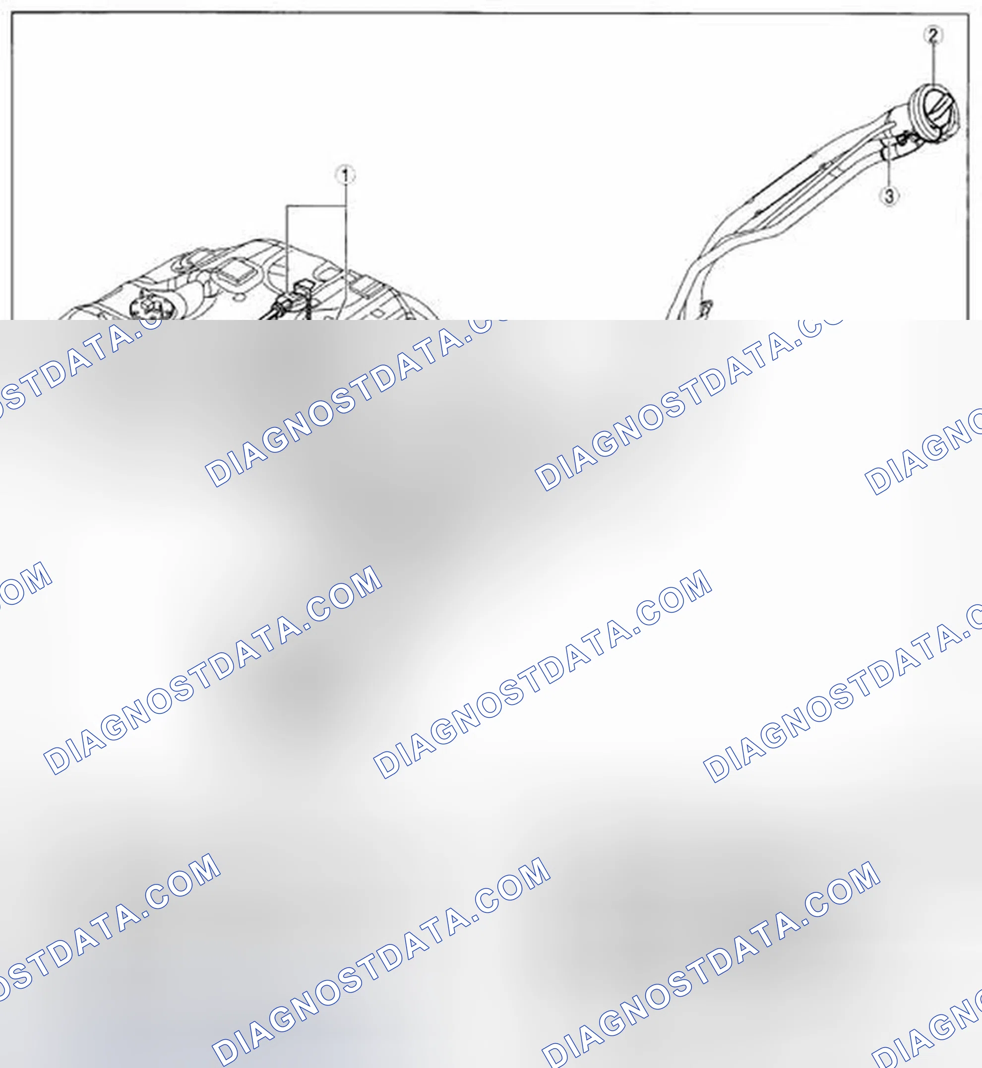 Scheme 22: Identifying Fuel Tank Side (2WD) Components Location (Except U.S.A. And Canada)