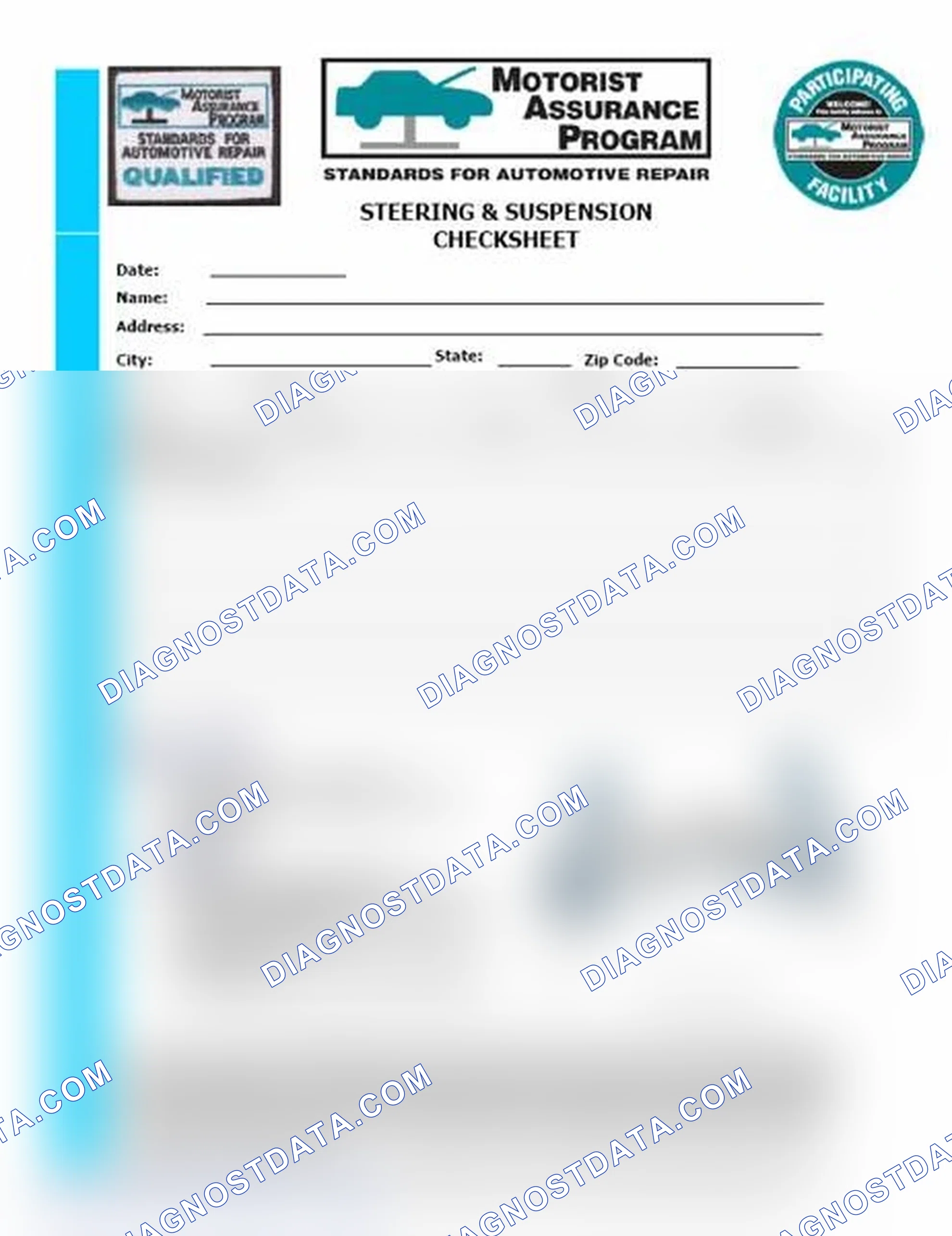 Scheme 11: Steering & Suspension Checksheet (1 Of 2)