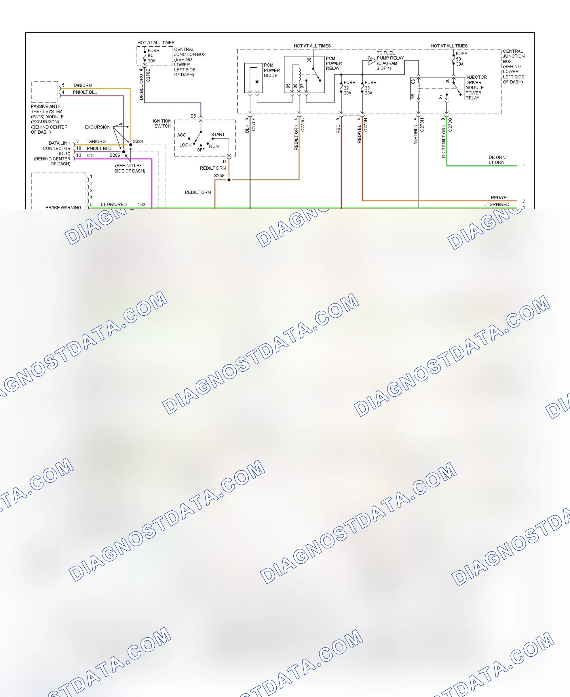 Scheme 72: PCM Wiring Diagram (Excursion & Pickup - F250/F550 Super Duty - 7.3L Turbo Diesel - California - 1 Of 4)