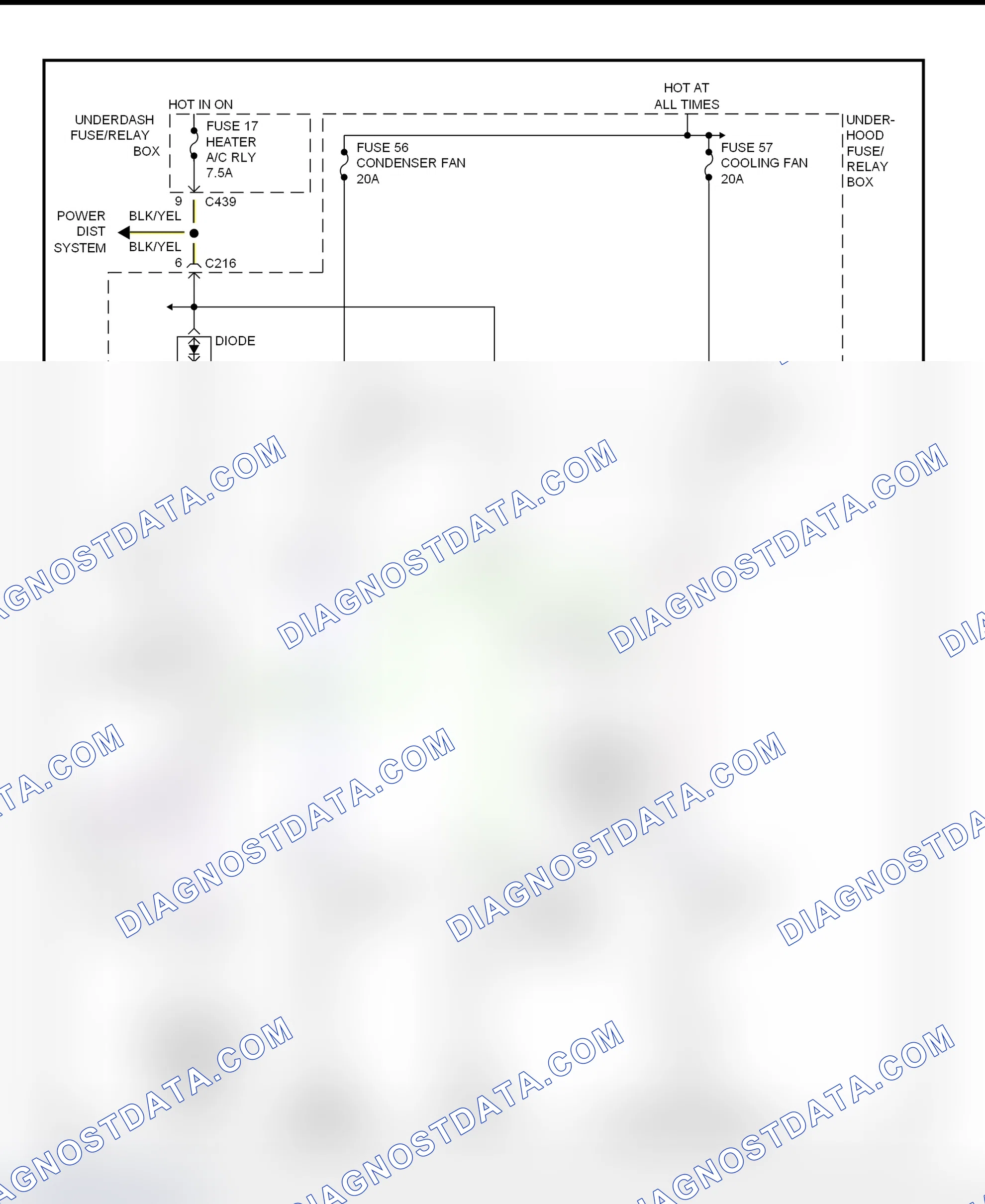 Scheme 16: Electric Cooling Fan System Wiring Diagram (1998 Integra With A/C)