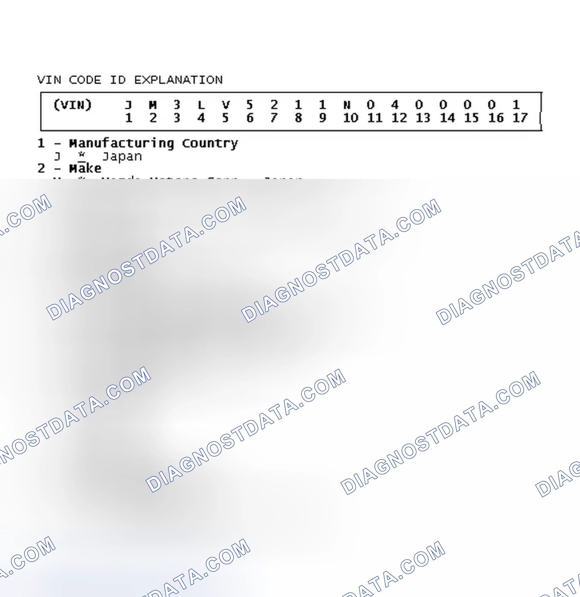 Scheme 4: VIN Code ID Explanation