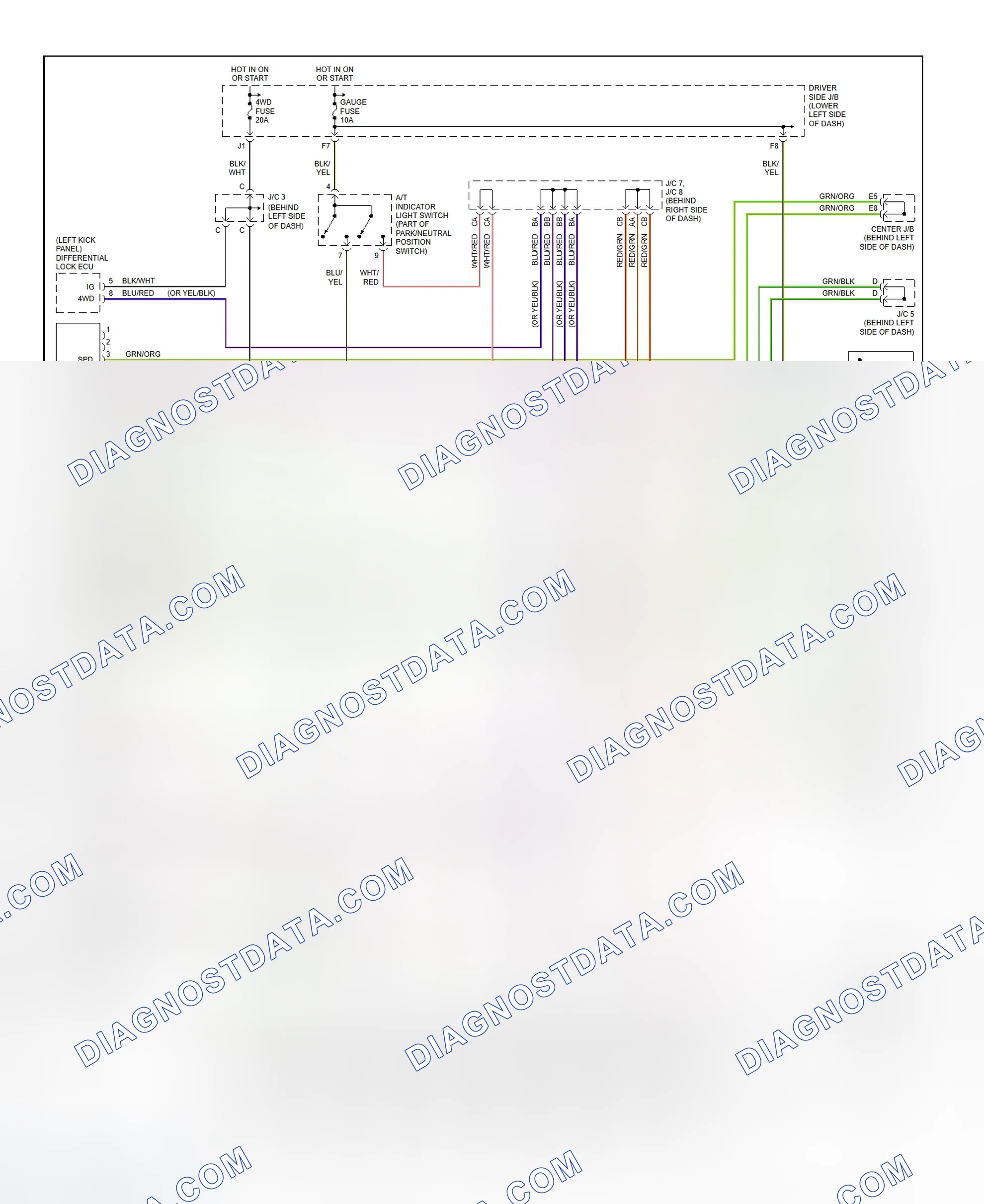 Fig. 14: Automatic Disconnecting Differential System Wiring Diagram (1999-2000 4Runner With 2-4 Select Switch)