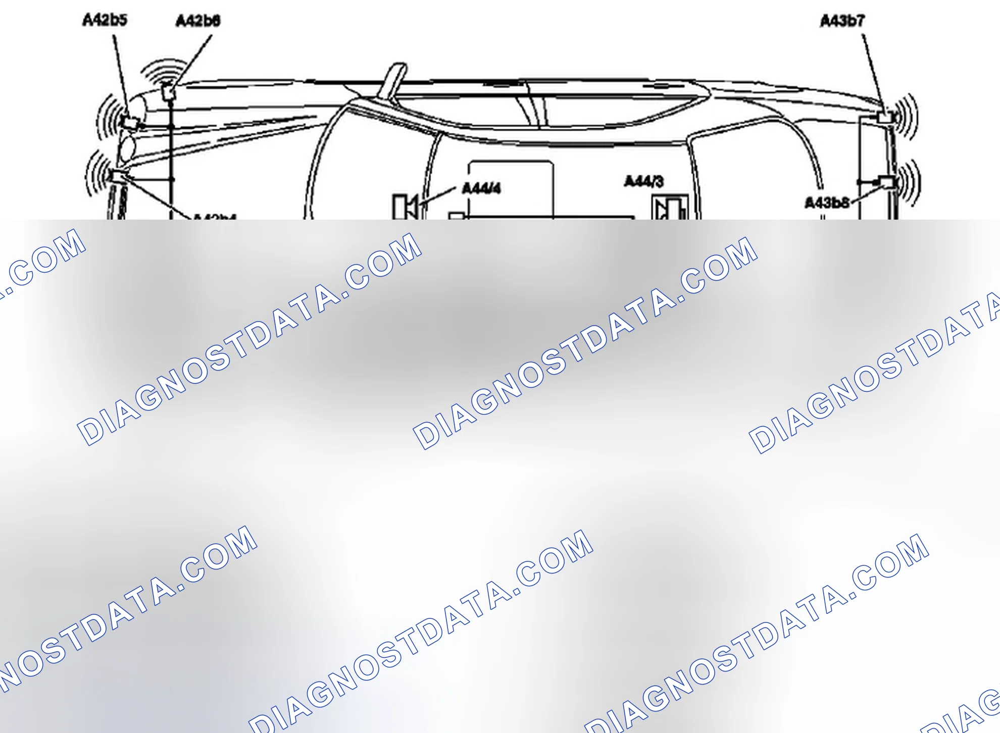 Scheme 18: Parktronic system (PTS), location of components - GF54.65-P-0001-02B