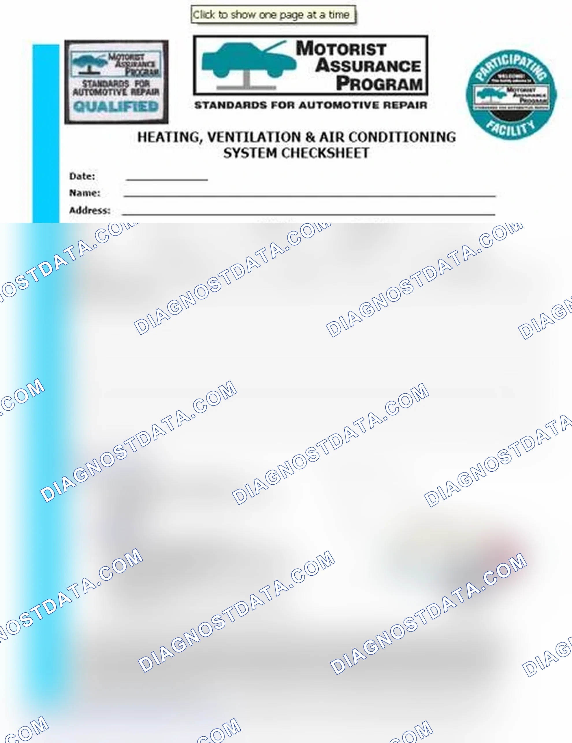 Scheme 15: Heating, Ventilation & Air Conditioning System Checksheet (1 Of 2)