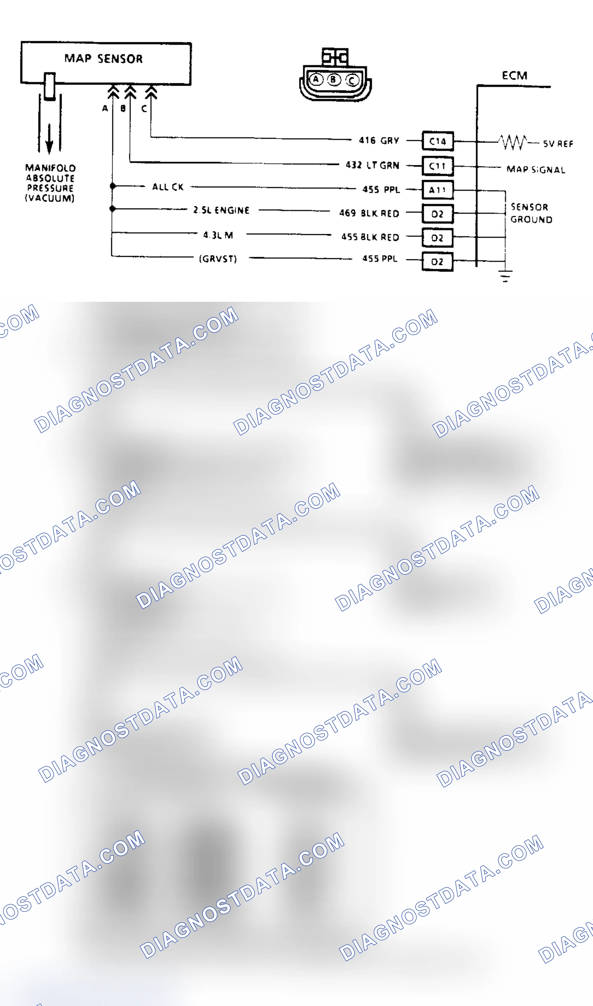 Scheme 134: Code 34 - MAP Sensor (Signal Voltage Low) ("SCAN" Diagnostics)