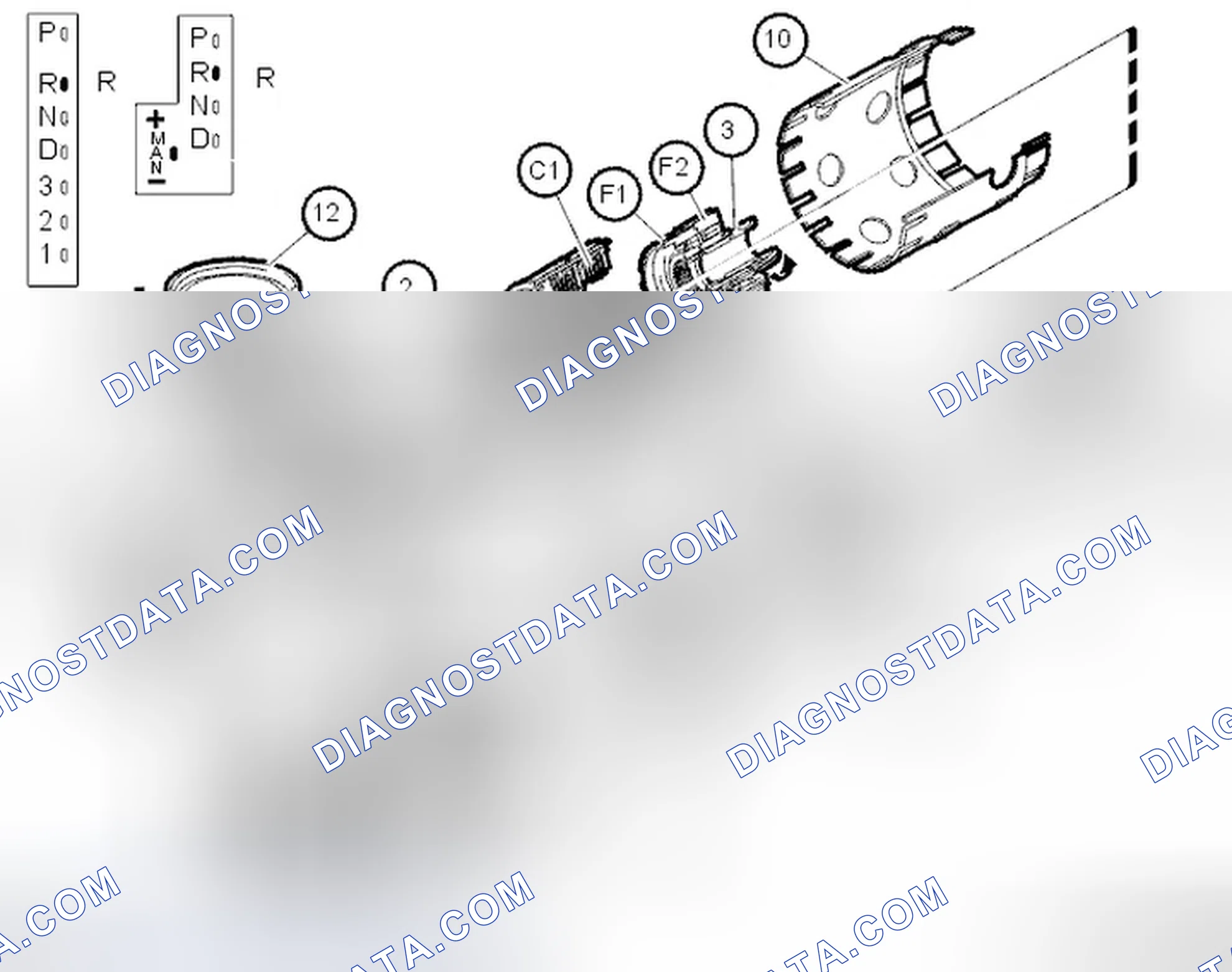 Scheme 1475: Gear shift position R - Reverse gear