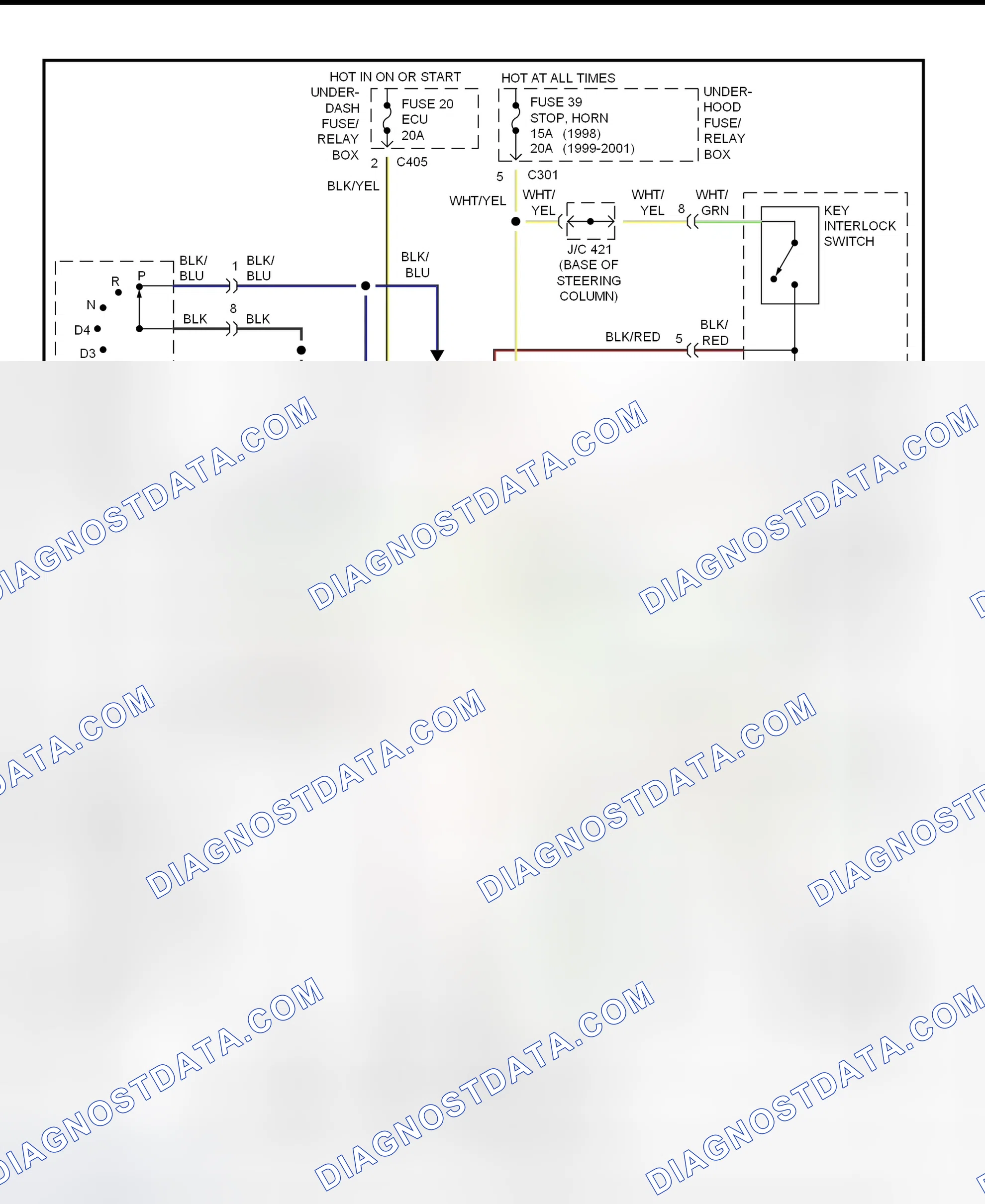 Scheme 57: Shift & Key Interlock System Wiring Schematic (1998 Acura 3.5RL)