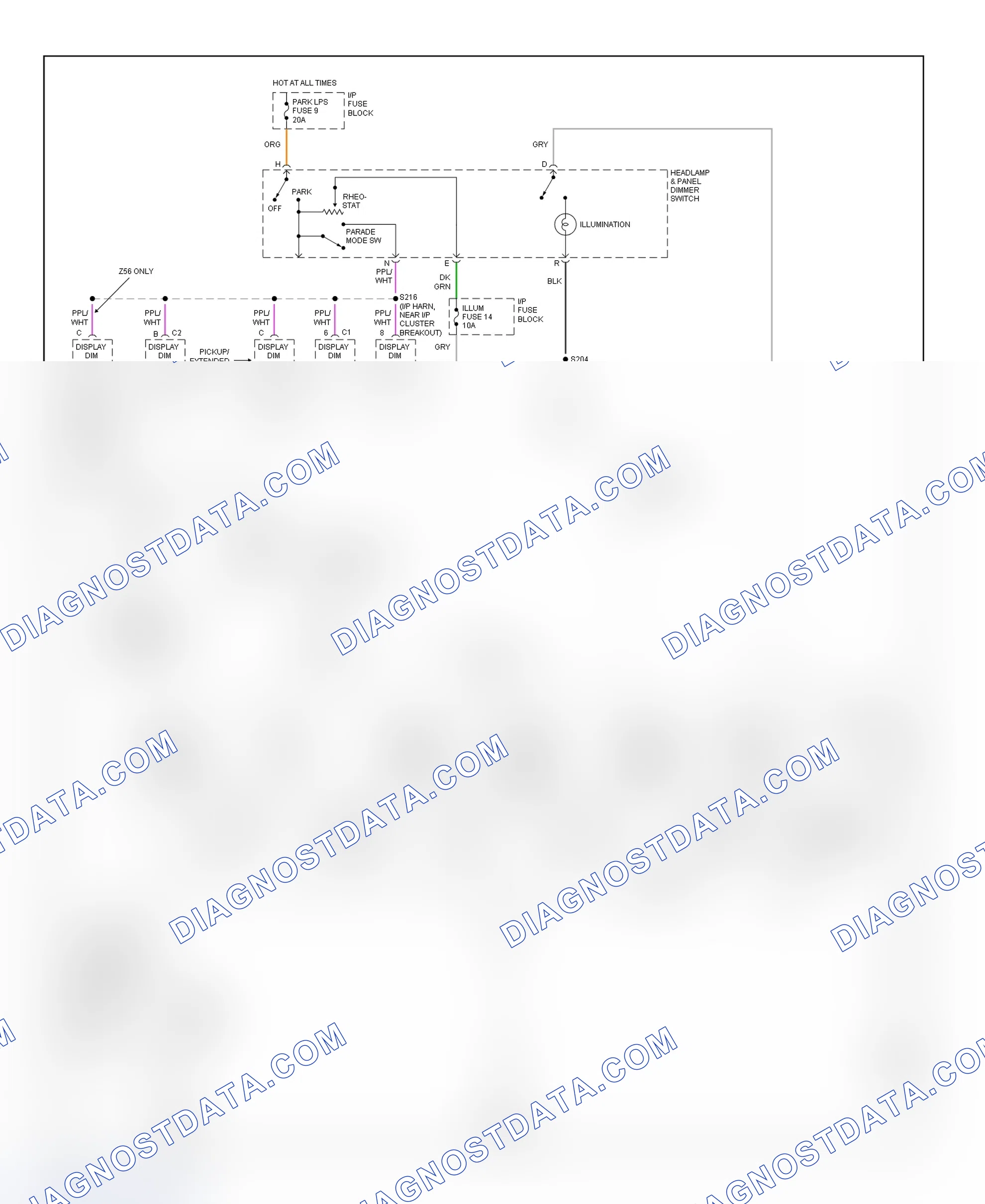 Scheme 16: Illumination/Interior Lights Wiring Diagram ("C" & "K" Pickup, Suburban, Tahoe & Yukon - 2 Of 4)