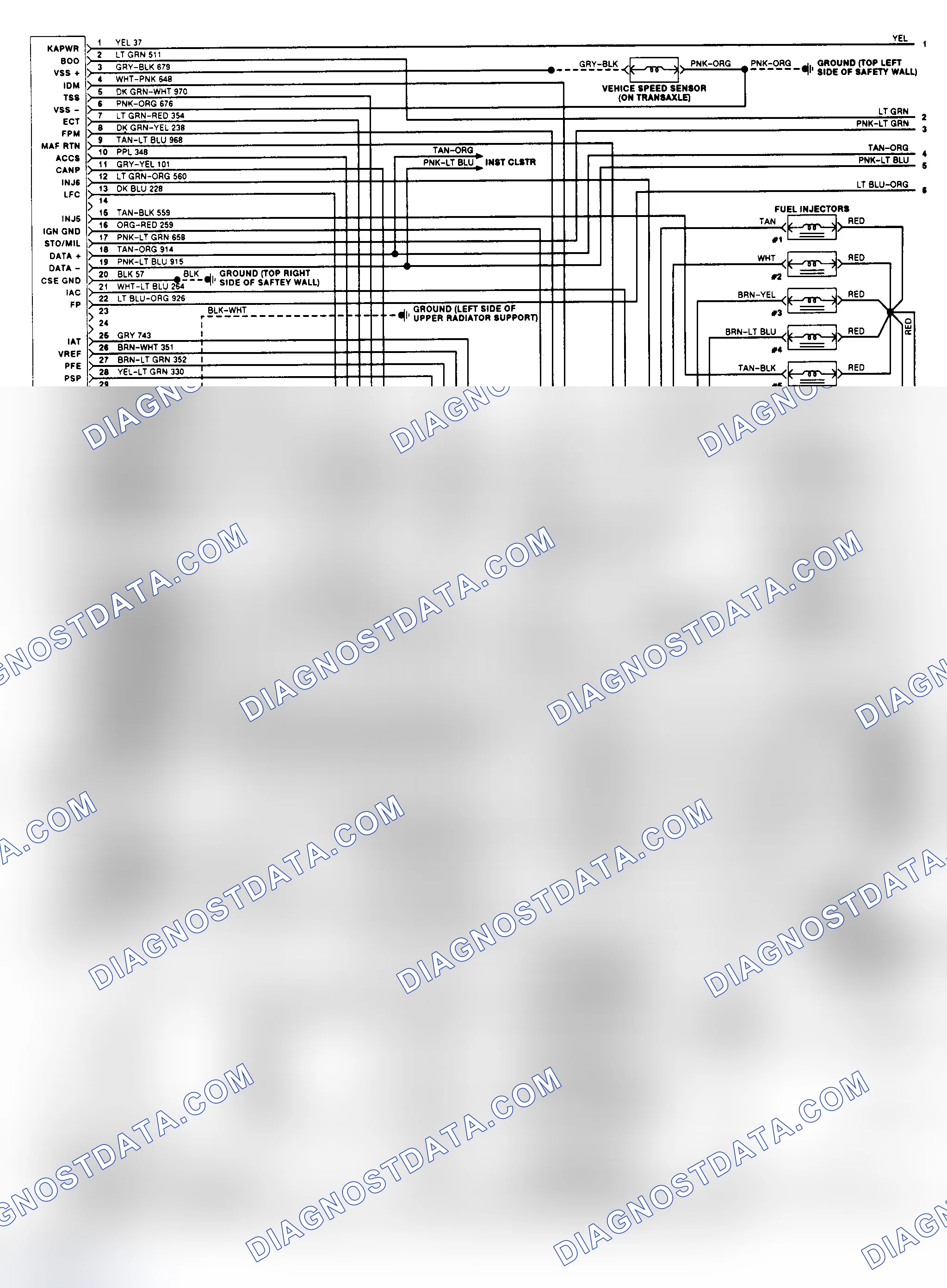 Scheme 129: EEC-IV Wiring Diagram (Continental 3.8L - 1 of 2)
