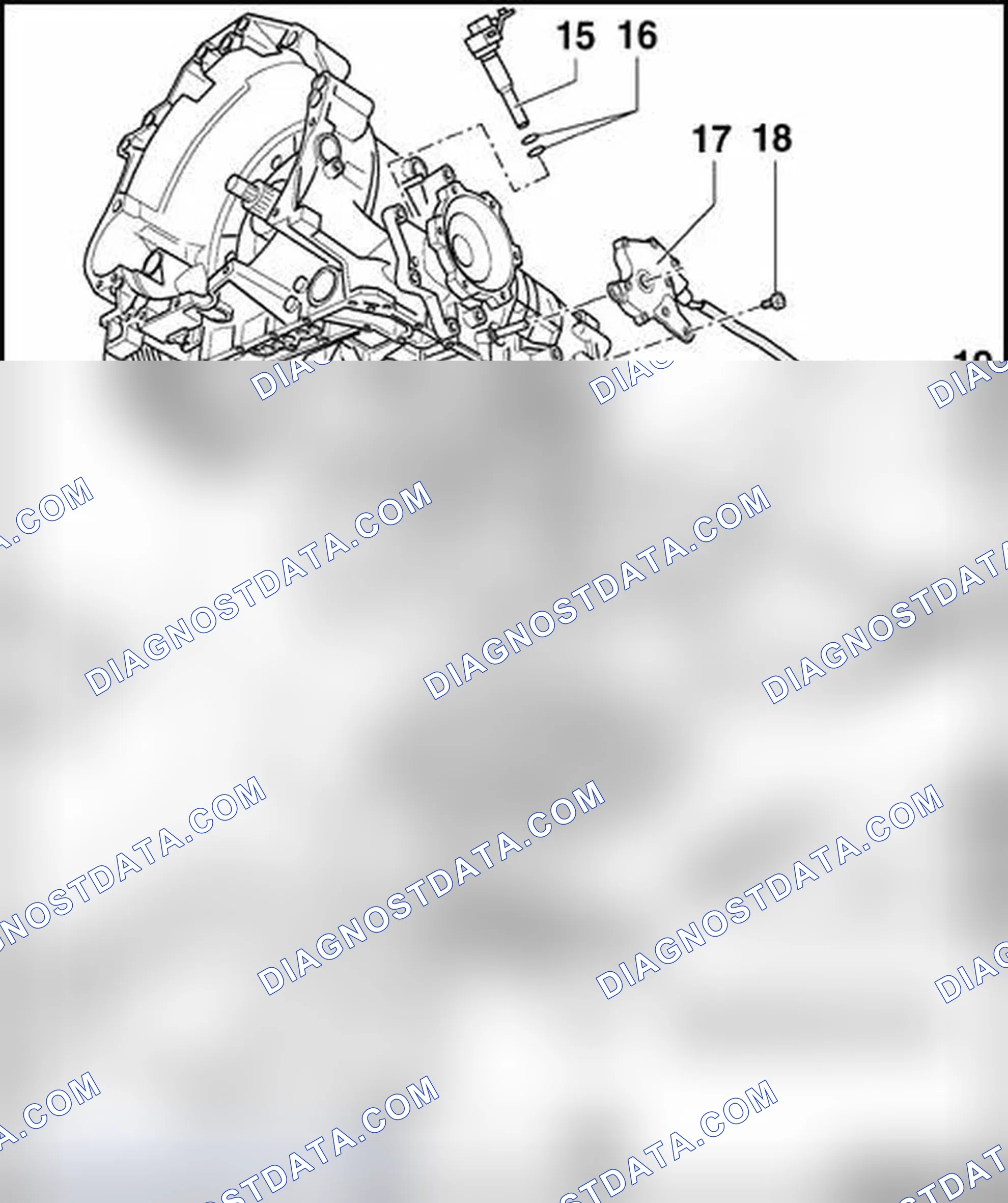Scheme 947: Removed parts for transmission with hydraulic control E18/2, overview