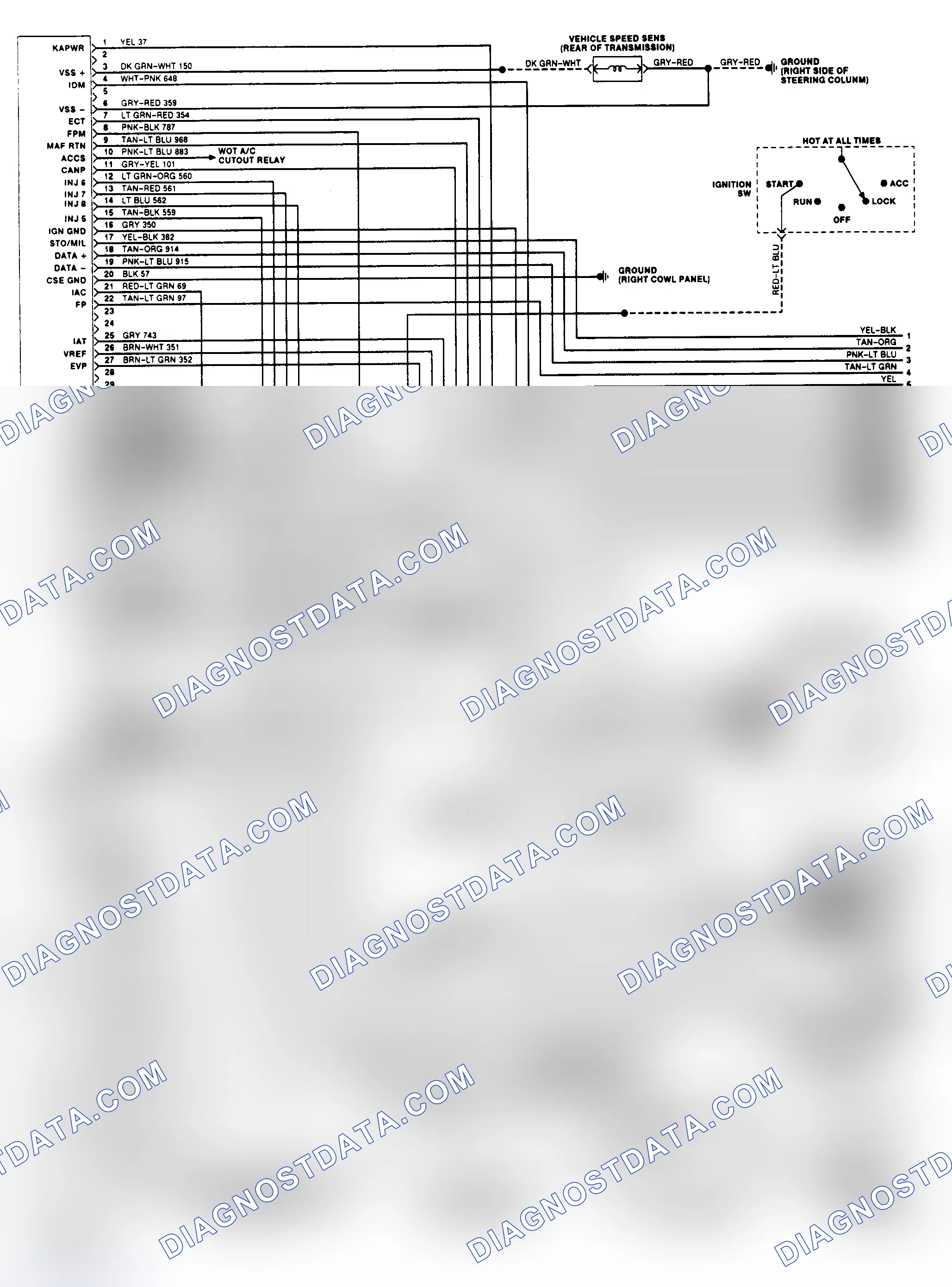 Scheme 136: EEC-IV Wiring Diagram (Cougar/Thunderbird 5.0L - 1 of 2)