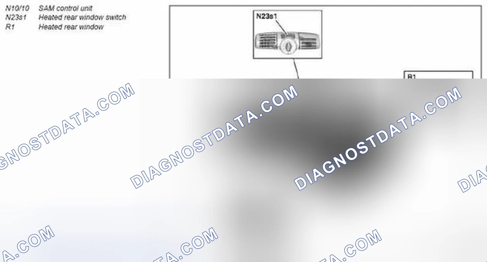 Scheme 1: Heated rear window (HRW), location of components - GF67.29-P-0003-01MCC