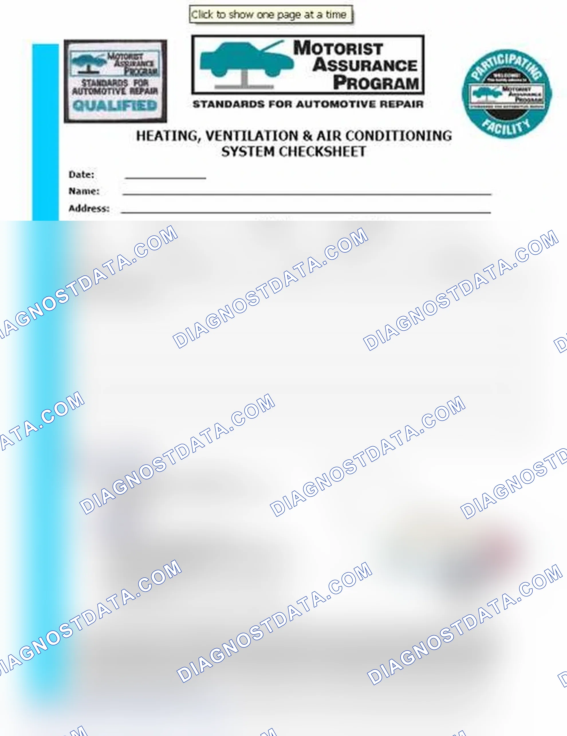 Scheme 15: Heating, Ventilation & Air Conditioning System Checksheet (1 Of 2)