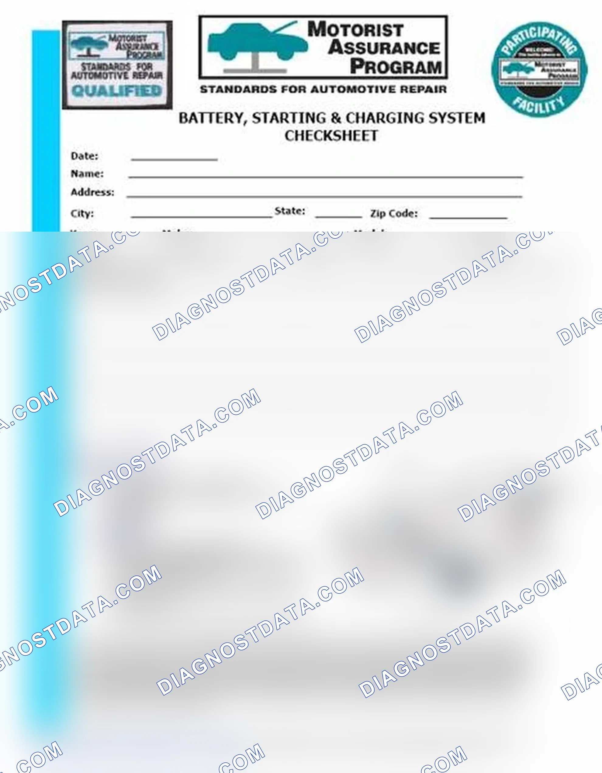 Scheme 3: Battery, Starting & Charging System Checksheet (1 Of 2)