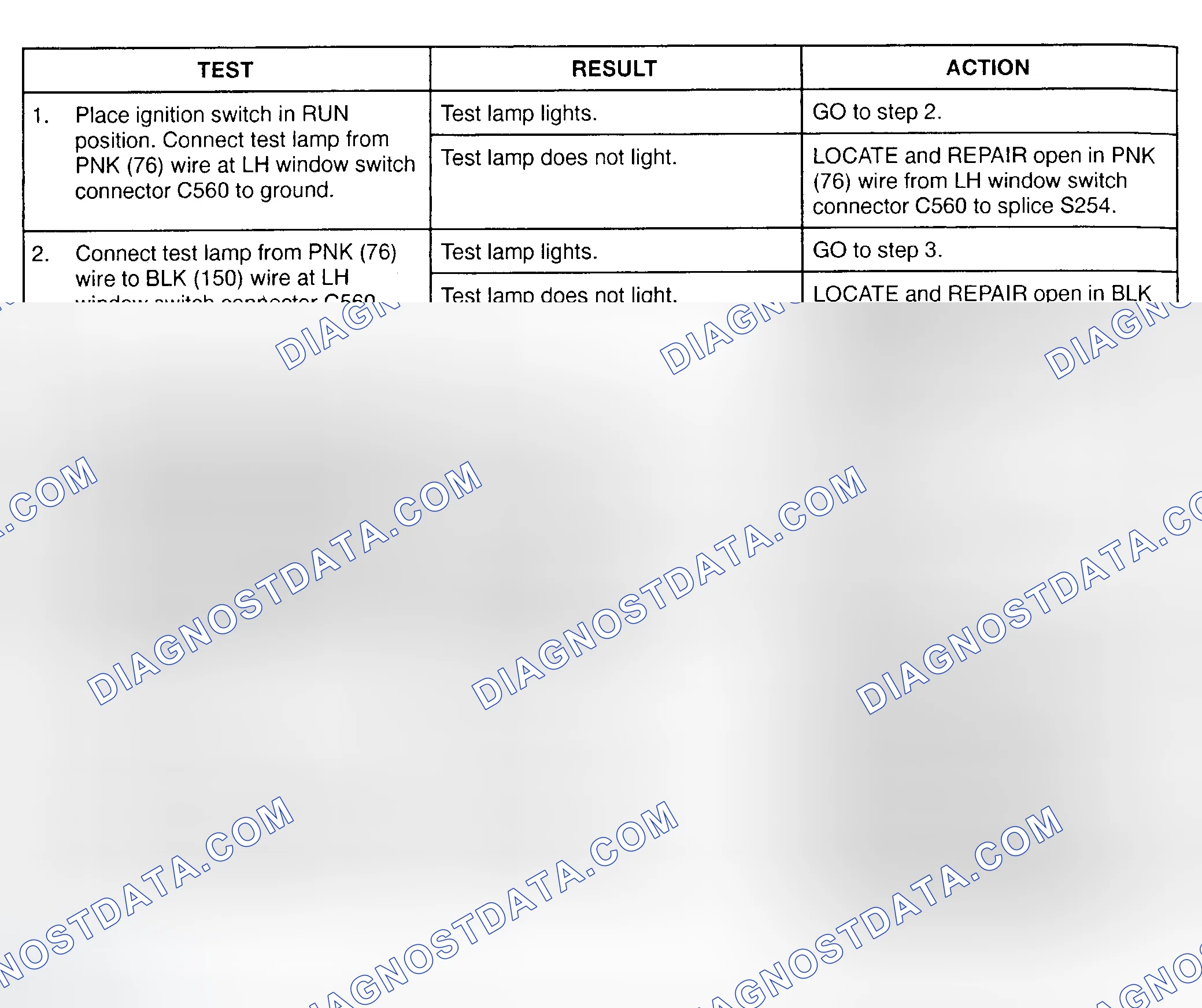 Scheme 21: TEST C: LEFT POWER WINDOW DOES NOT OPERATE OR ONLY GOES IN ONE DIRECTION