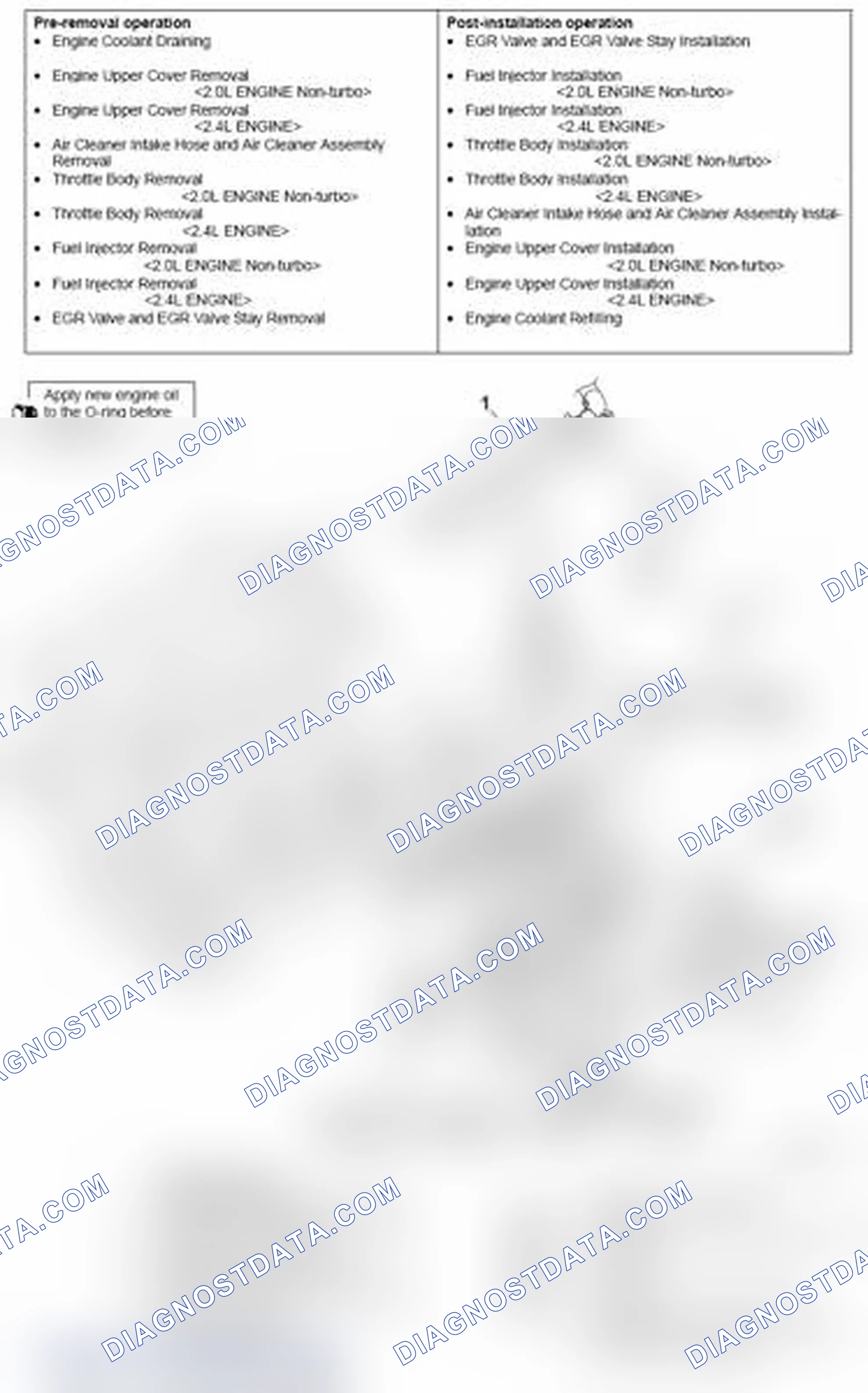 Scheme 17: REMOVAL AND INSTALLATION < 2.0L ENGINE NON-TURBO, 2.4L ENGINE >
