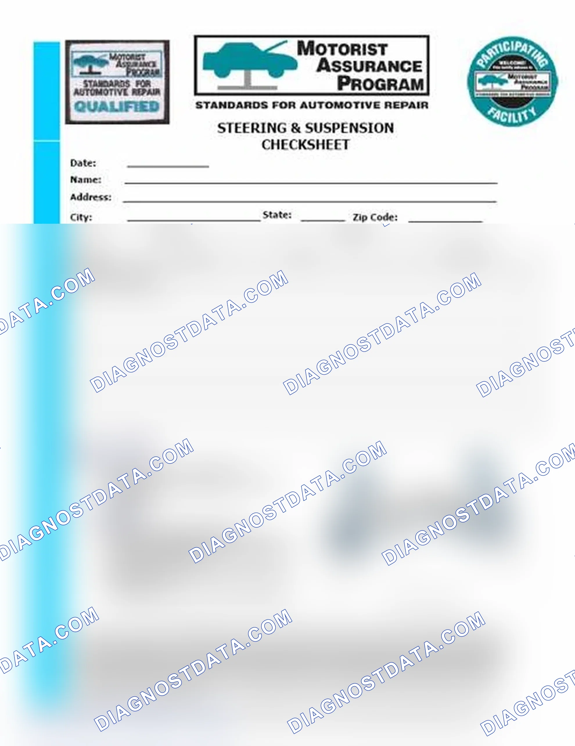 Scheme 11: Steering & Suspension Checksheet (1 Of 2)