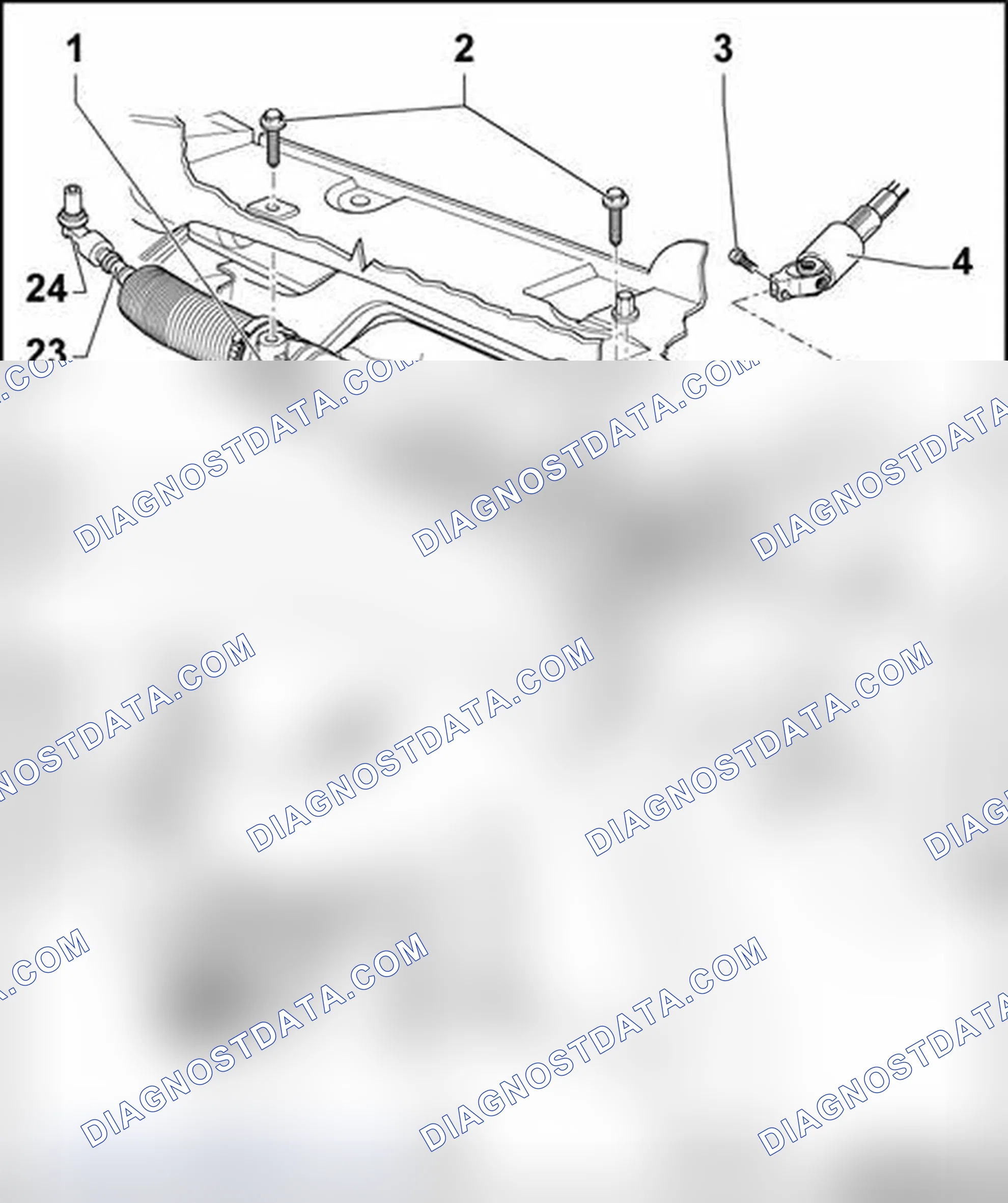 Scheme 308: Power-assist steering gear, assembly overview