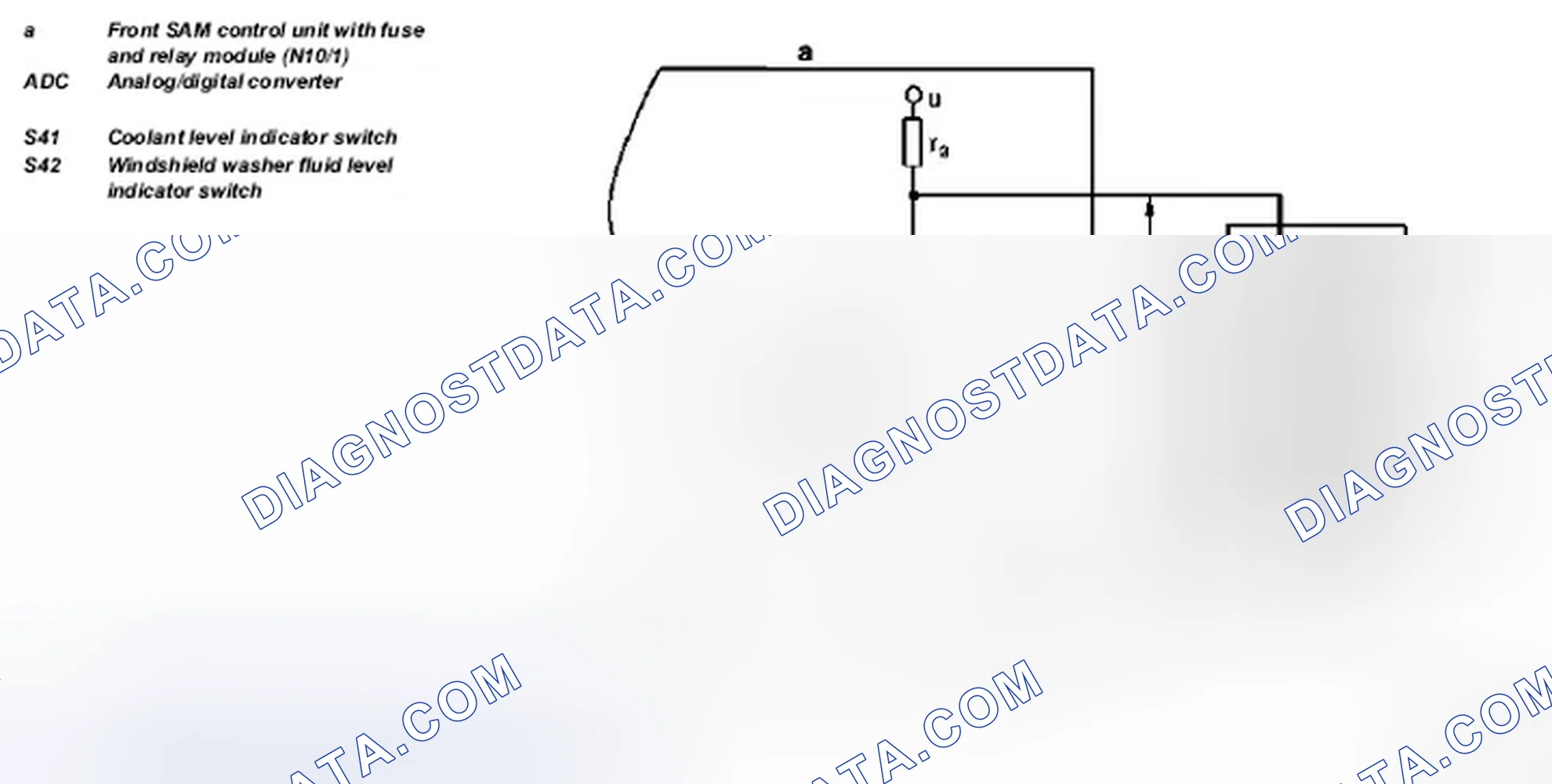 Fig. 126: Diagram For Low Washer Fluid Level - Model 203.0 /2 /7 As Of 24.4.04 Up To 31.5.05
