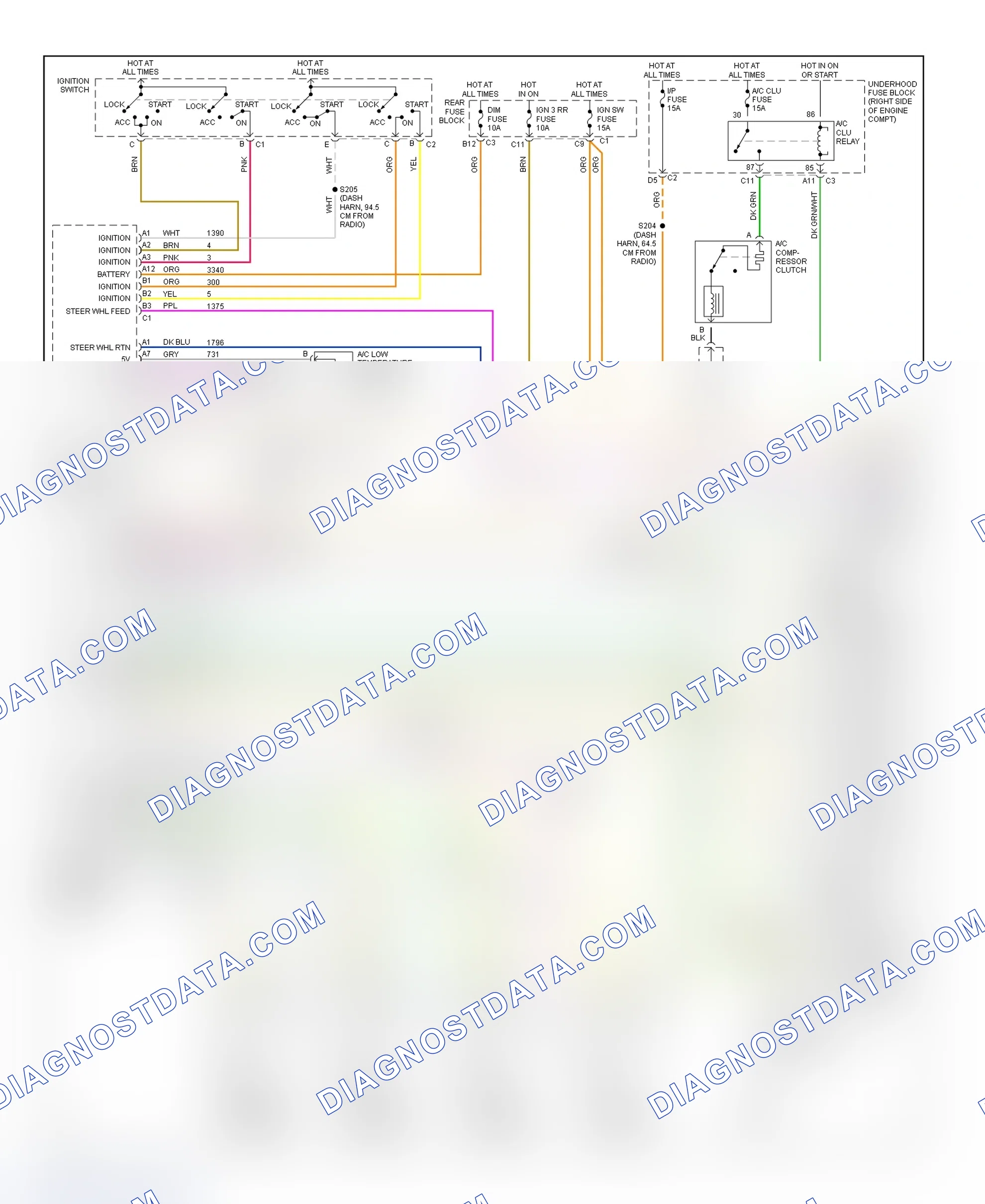 Scheme 14: Automatic A/C-Heater System Wiring Diagram (2001 Seville - 1 Of 2)