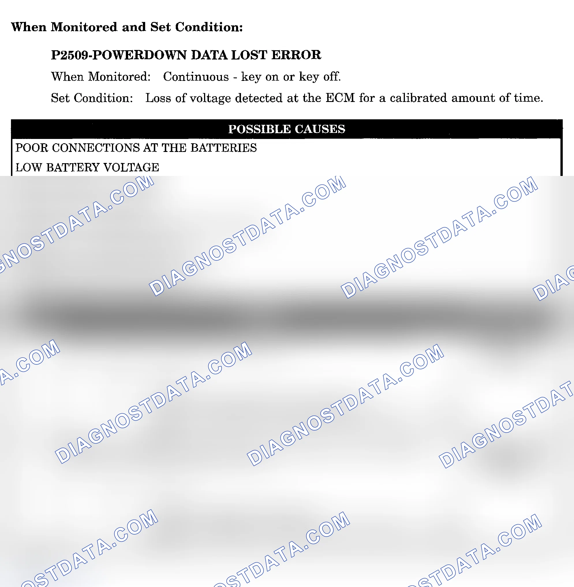 Scheme 993: DTC P2509: POWERDOWN DATA LOST ERROR