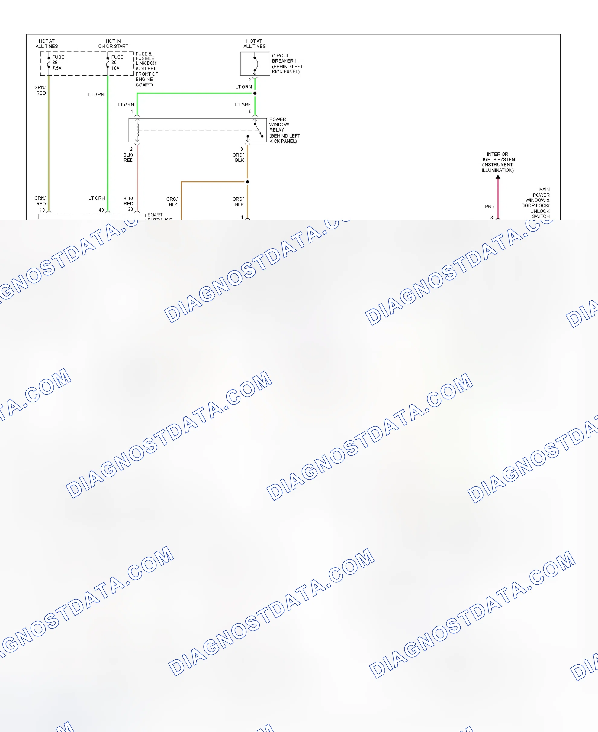 Fig. 5: Power Window System Wiring Diagram (Quest)