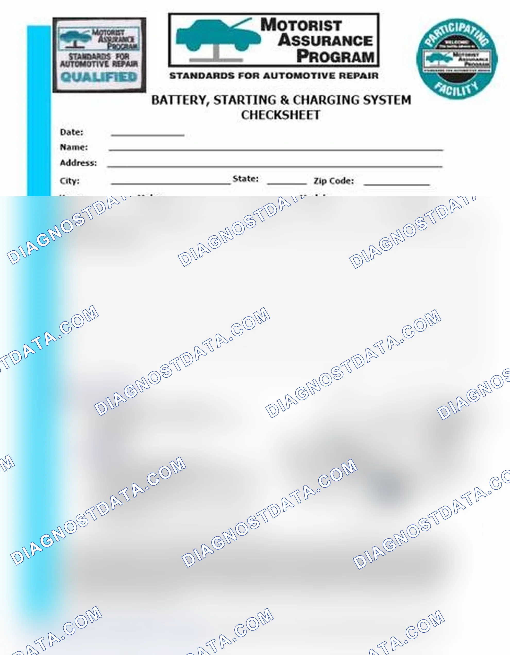 Scheme 3: Battery, Starting & Charging System Checksheet (1 Of 2)