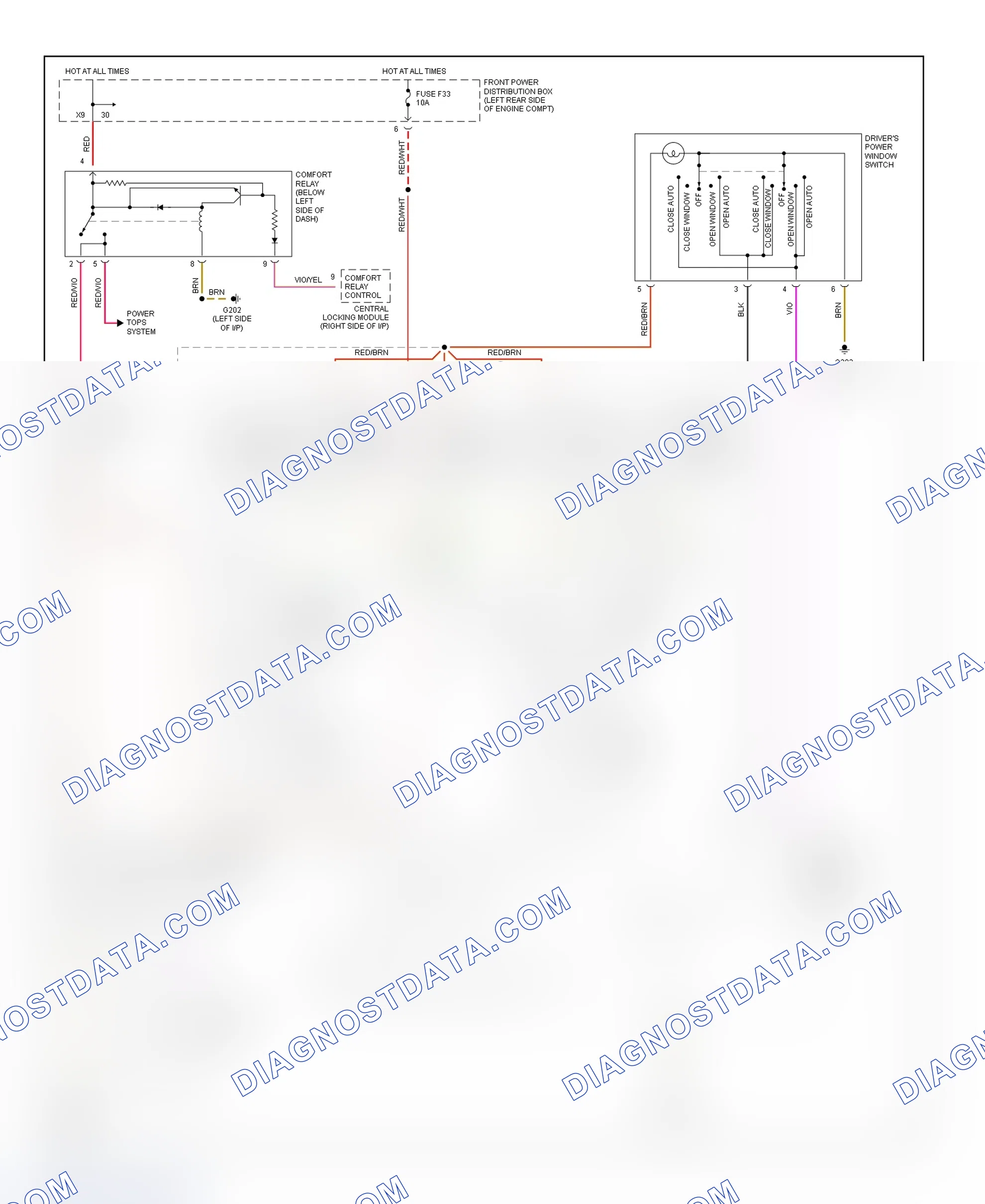 Scheme 8: Power Window Wiring Diagram (1993 4-Door)