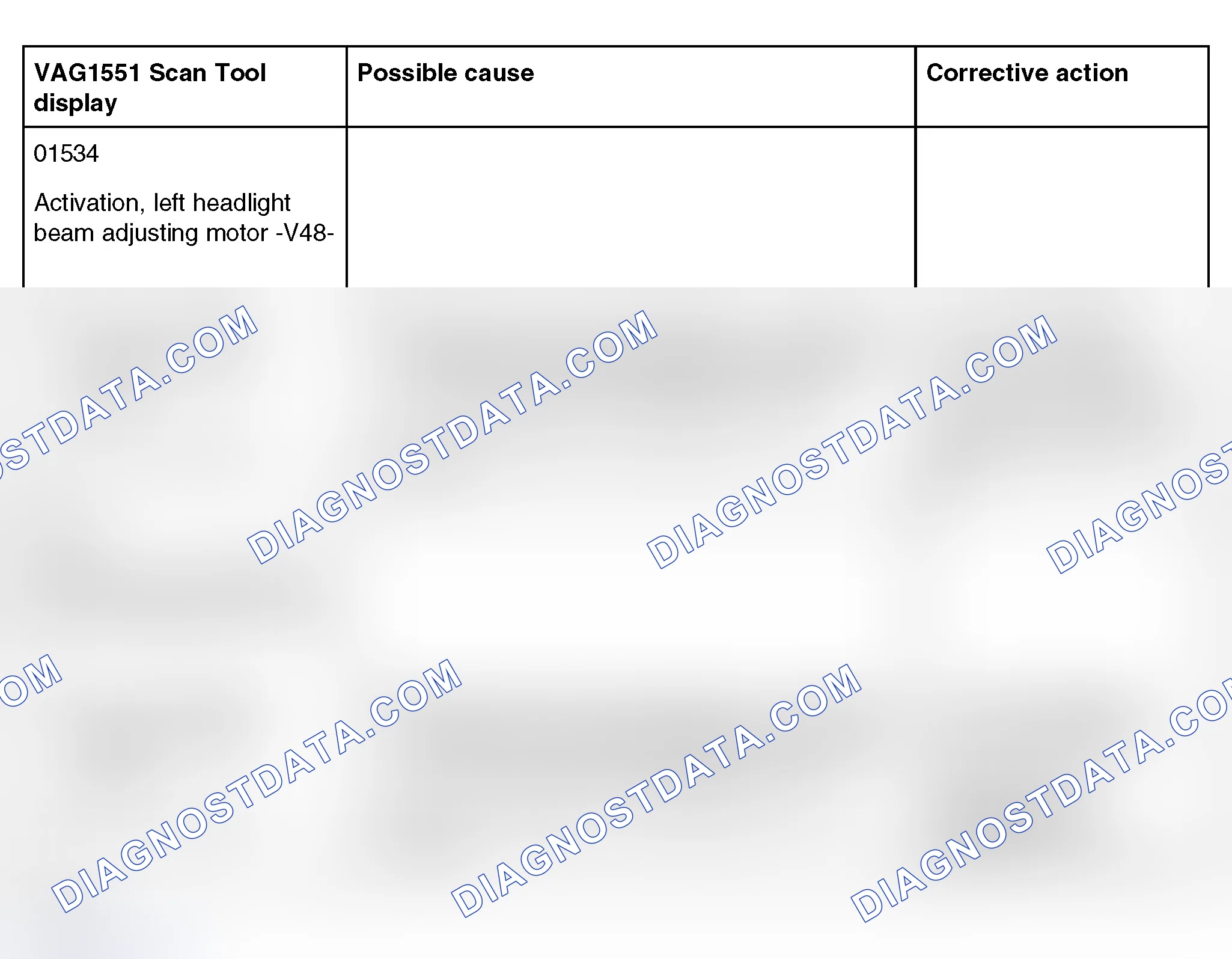 Scheme 492: Diagnostic Trouble Code Table (01534 And 01535) - Automatic Headlight Aim Control (2000-04)