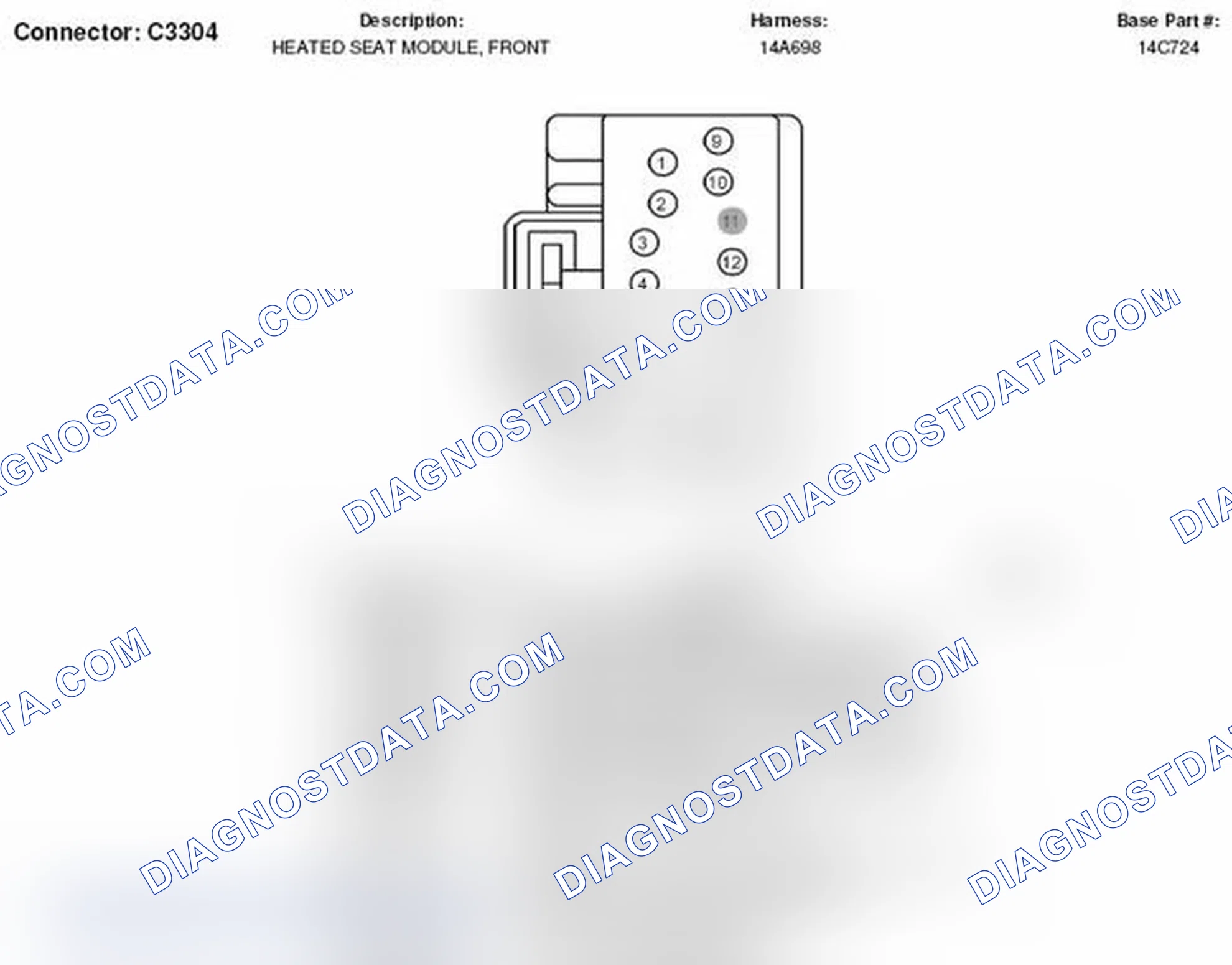 Scheme 297: Front Heated Seat Module Connector End View (C3304)