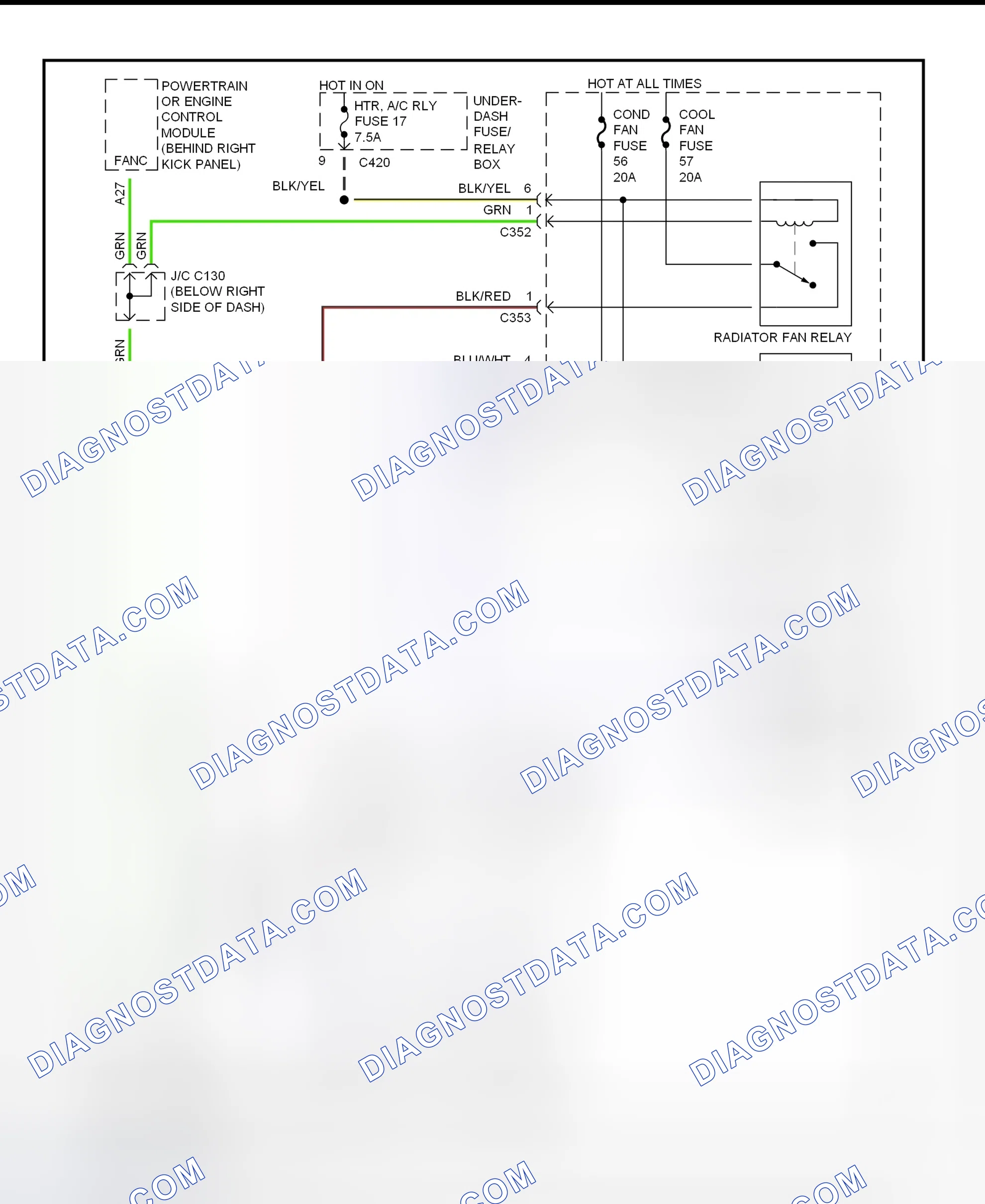 Scheme 6: Electric Cooling Fan System Wiring Diagram (1997-98 Civic)
