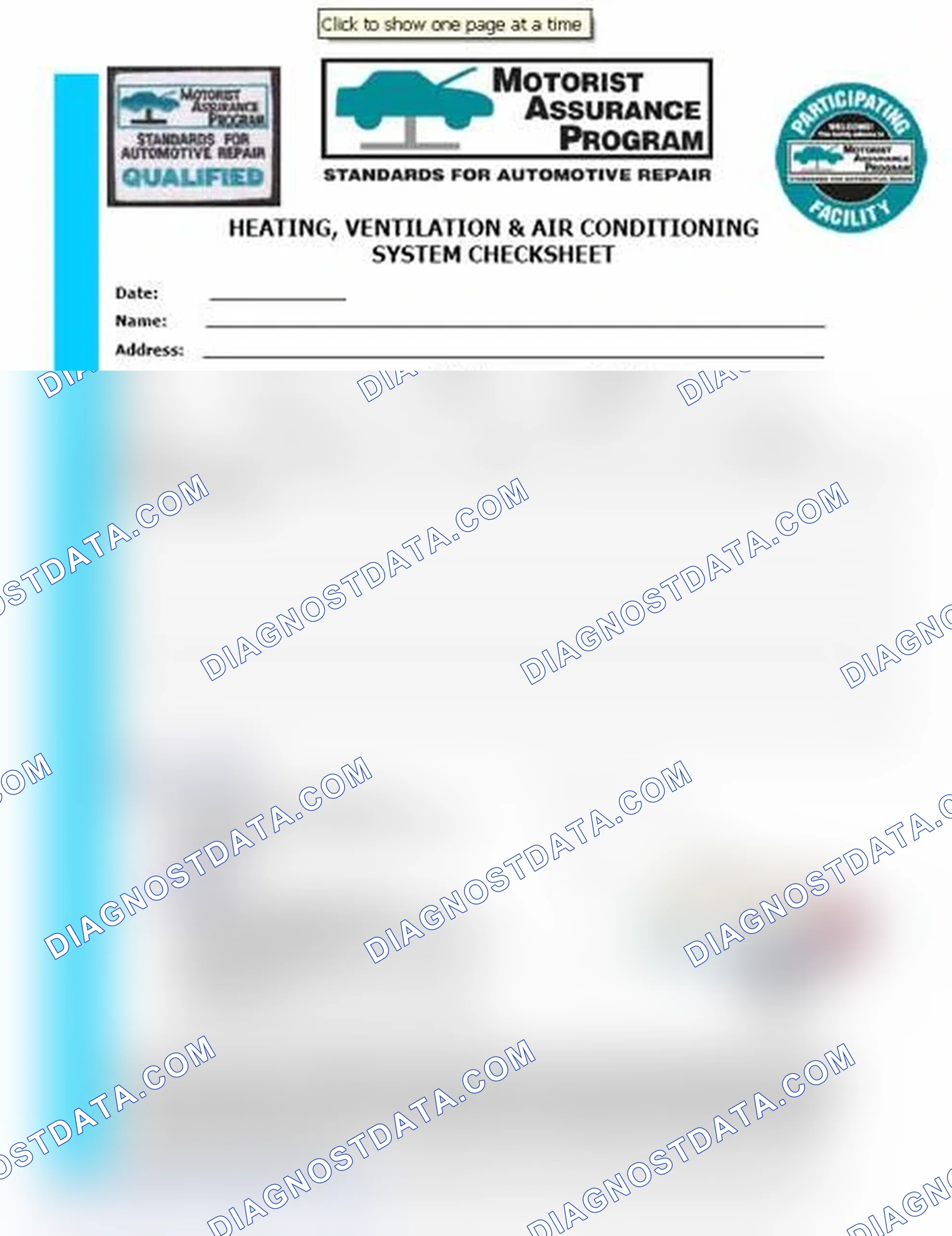 Scheme 15: Heating, Ventilation & Air Conditioning System Checksheet (1 Of 2)