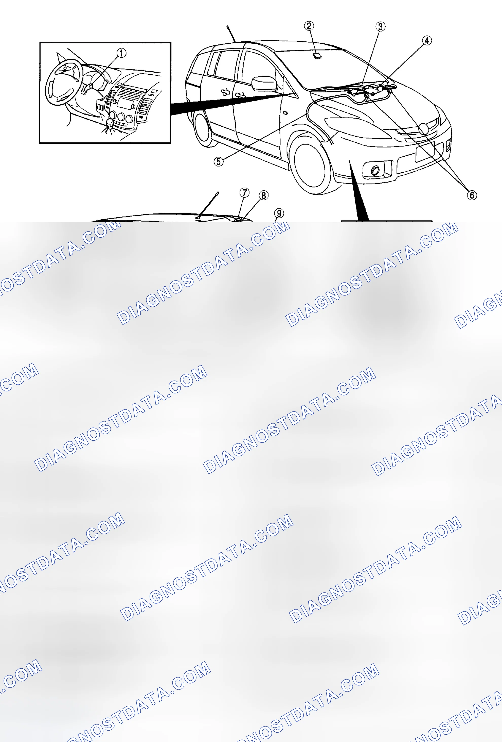 Scheme 1: WIPER/WASHER SYSTEM LOCATION INDEX