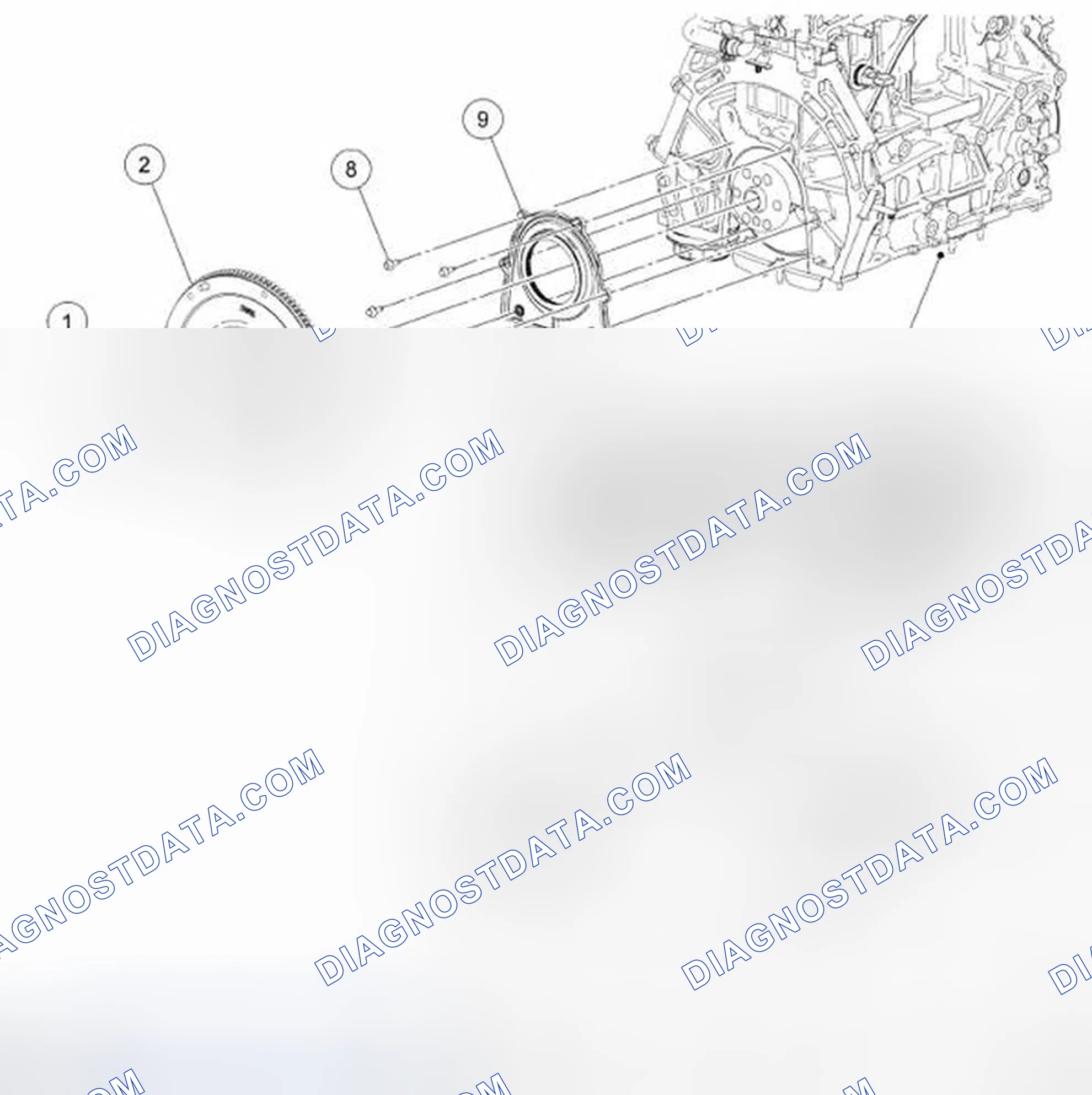 Scheme 96: Lower End Components - Exploded View, Flexplate, Flywheel and Crankshaft Rear Seal